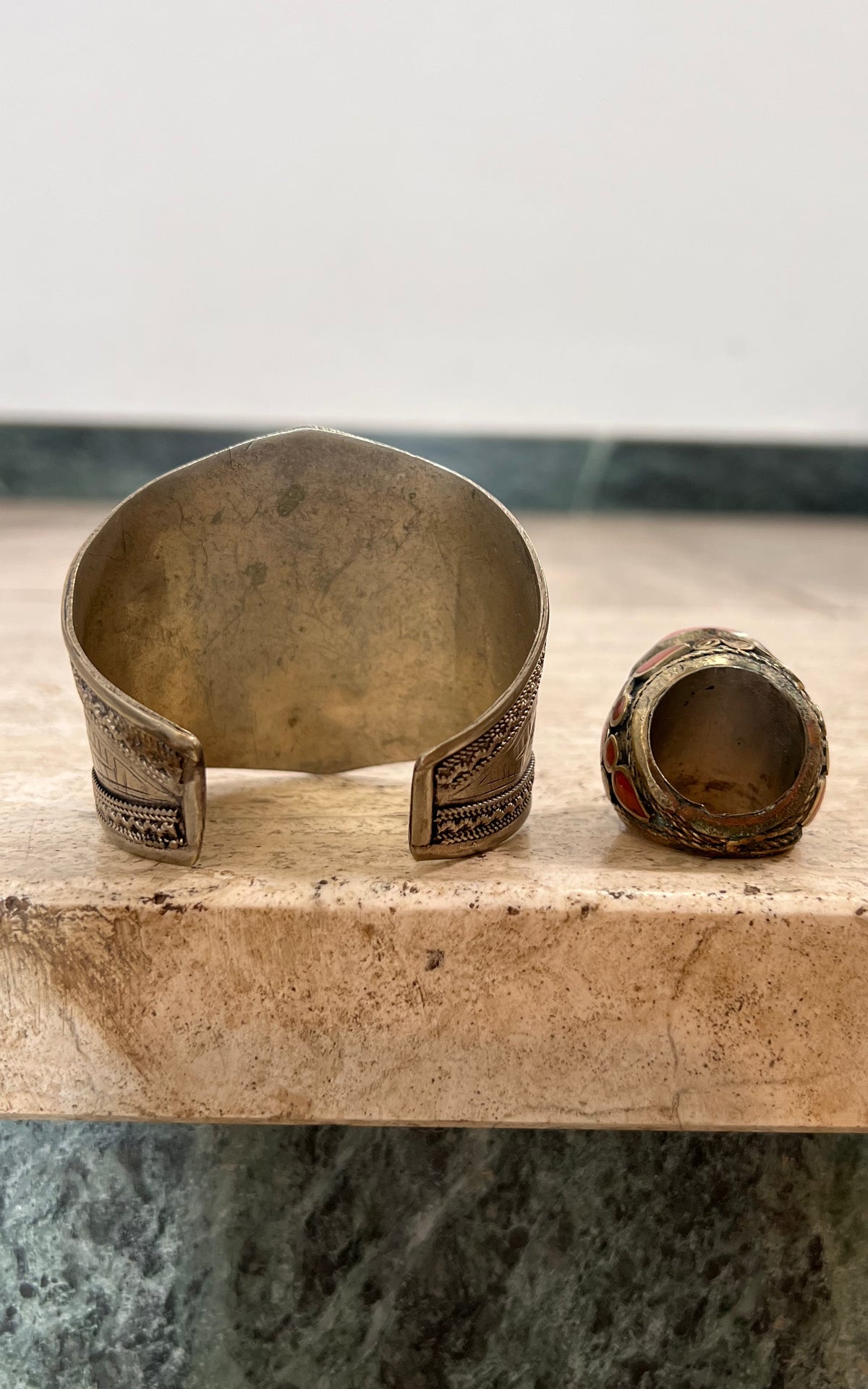 Vintage 70s Indian Armcuff Ring Set