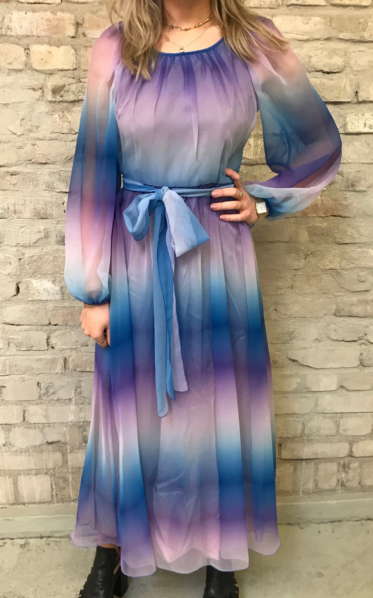 Vintage 70s Vera Mont Rainbow Dress