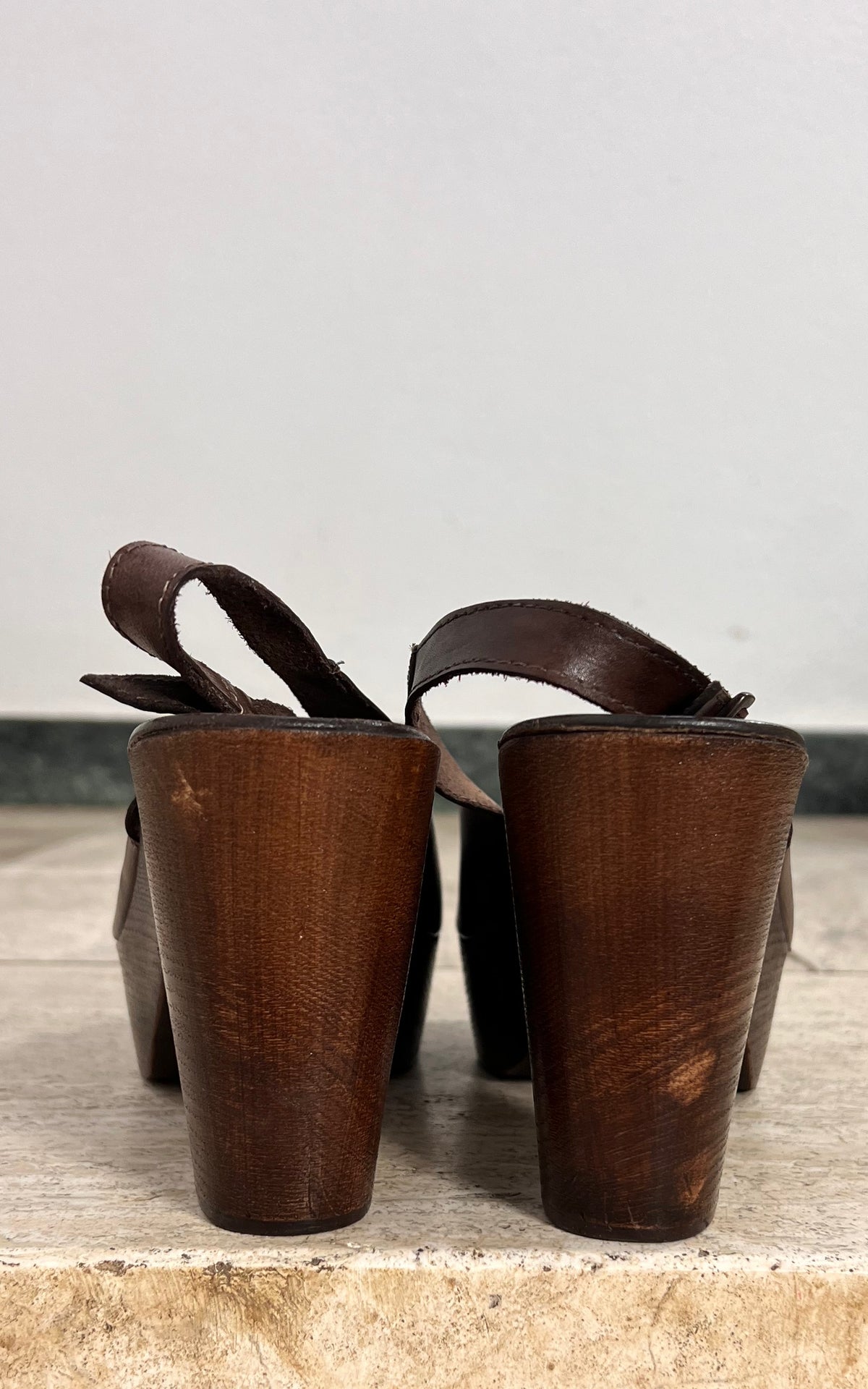 Deadstock Brown Mary Jane Clogs 40