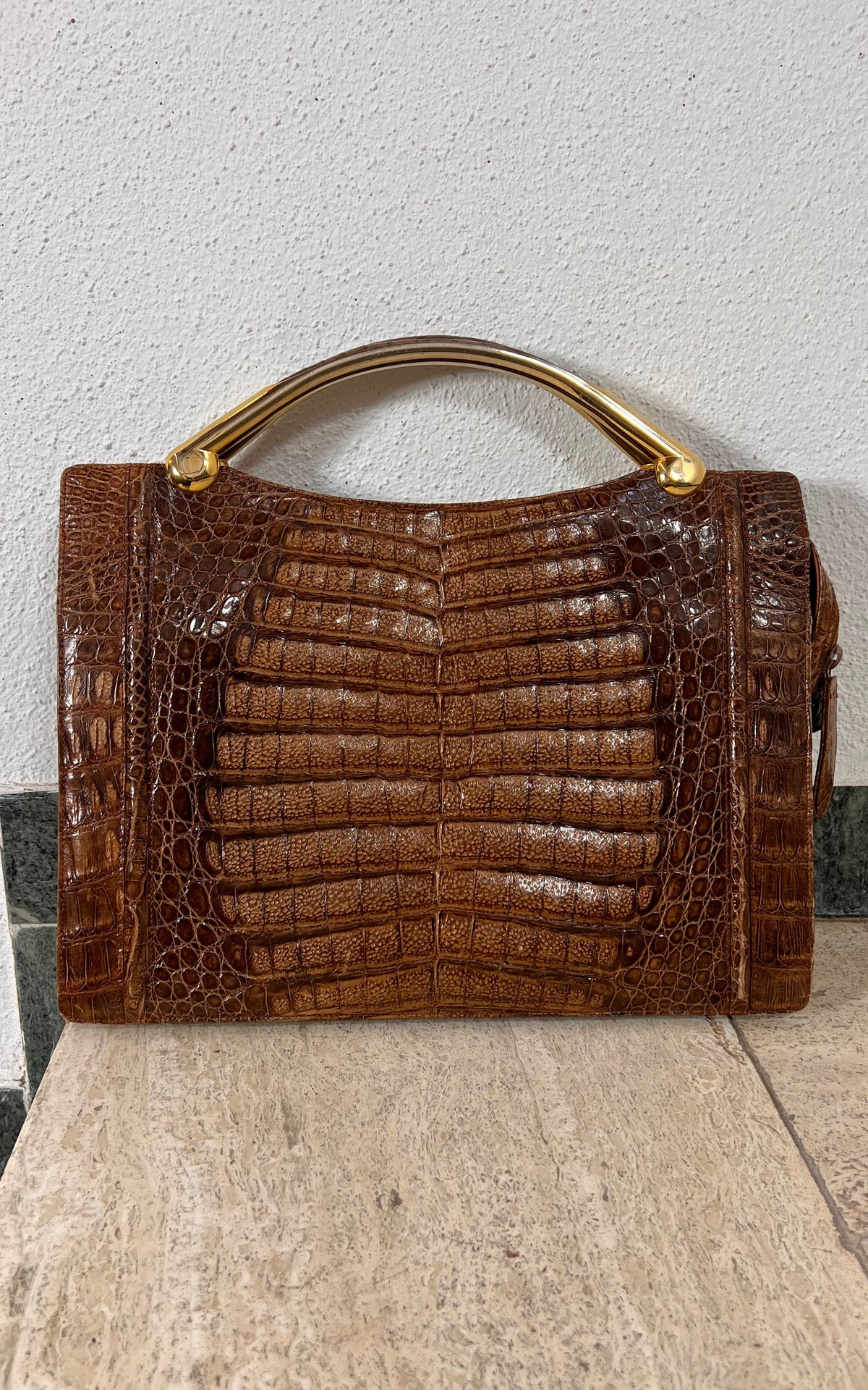 Vintage 70s Crocodile Skin Handbag