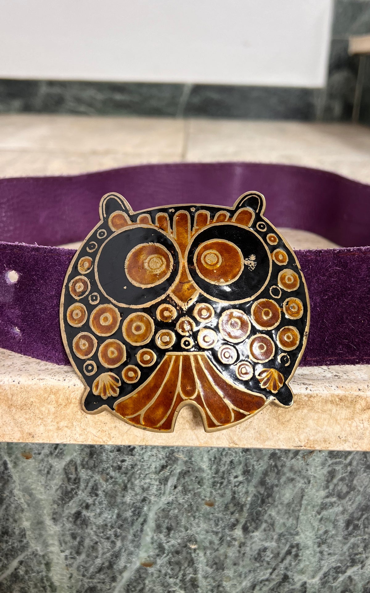 Vintage 70s Purple Owl Belt