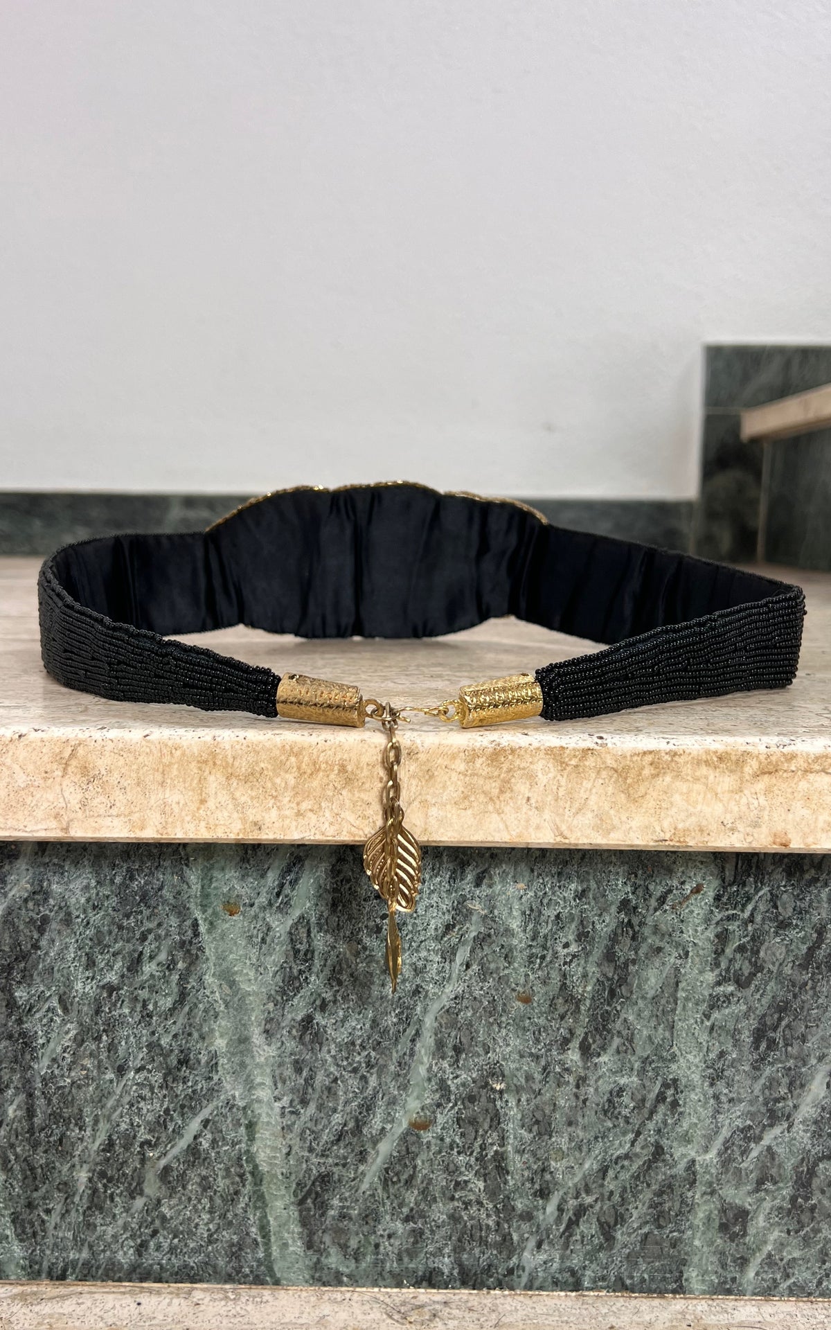 Vintage 70s Beaded Floral Waist Belt