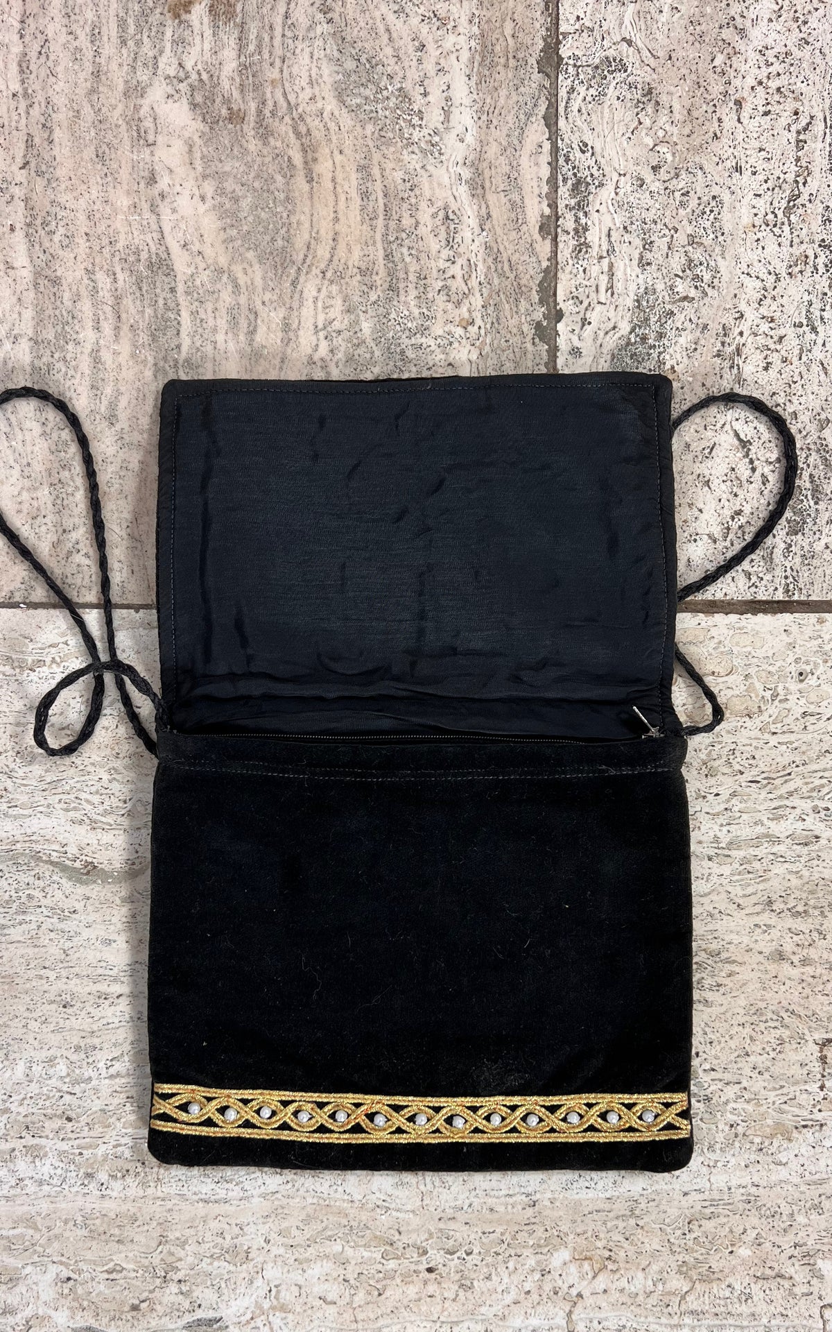 Vintage Bohemian Embroidered Velvet Bag with Mirror Work