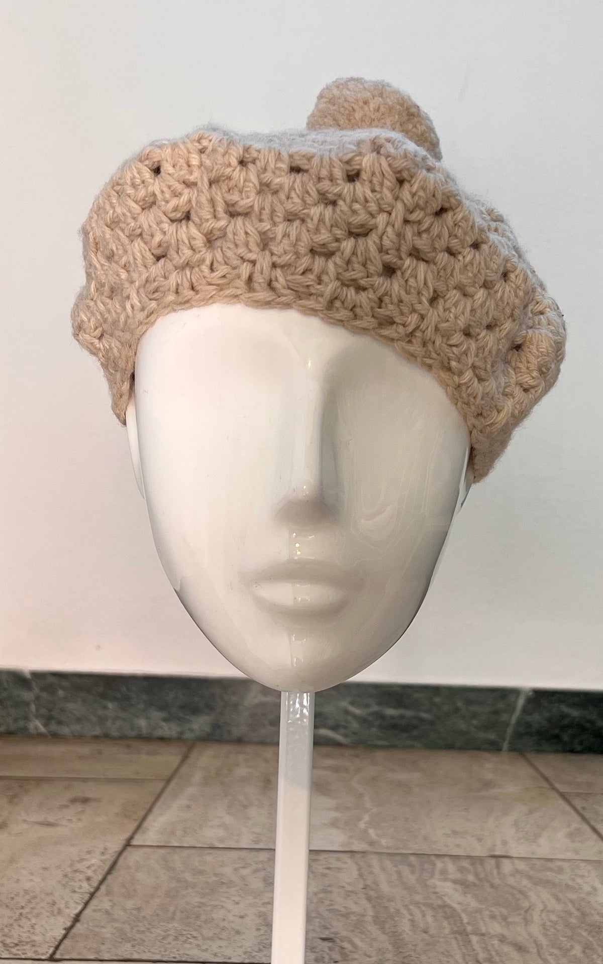 Vintage Crochet Pom Pom Beret
