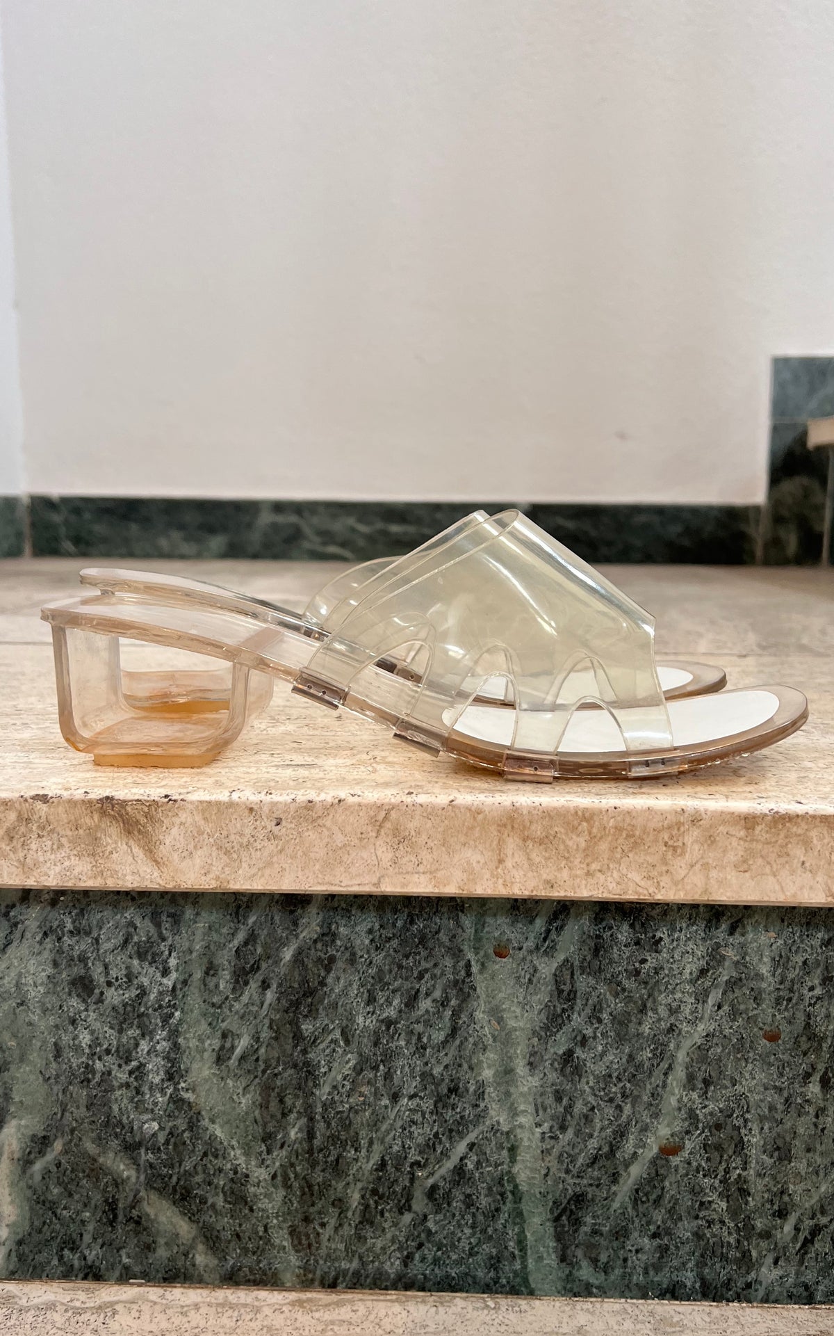 Vintage 60s Clear Mules 40
