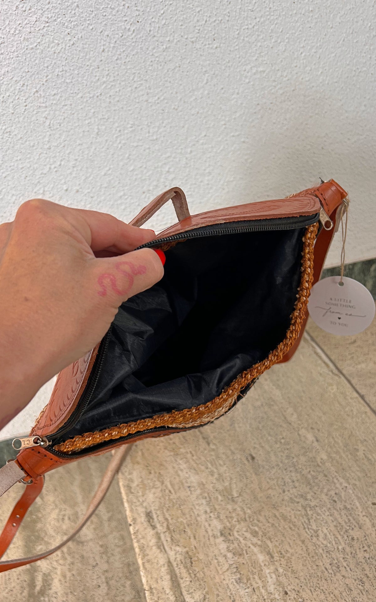 New African Kiondo Sisal and Leather Cross Body Bag