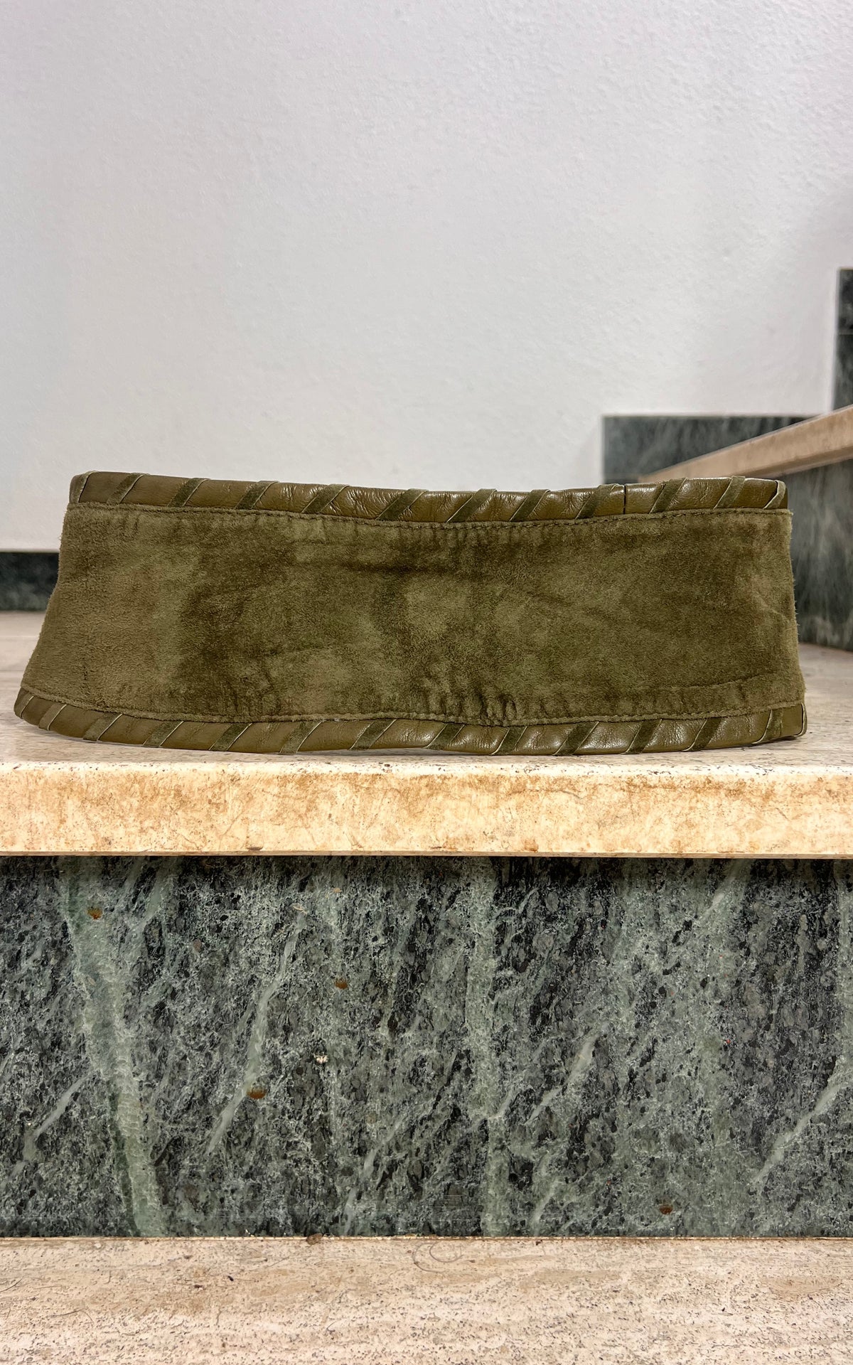 Vintage Olive Suede Waist Belt