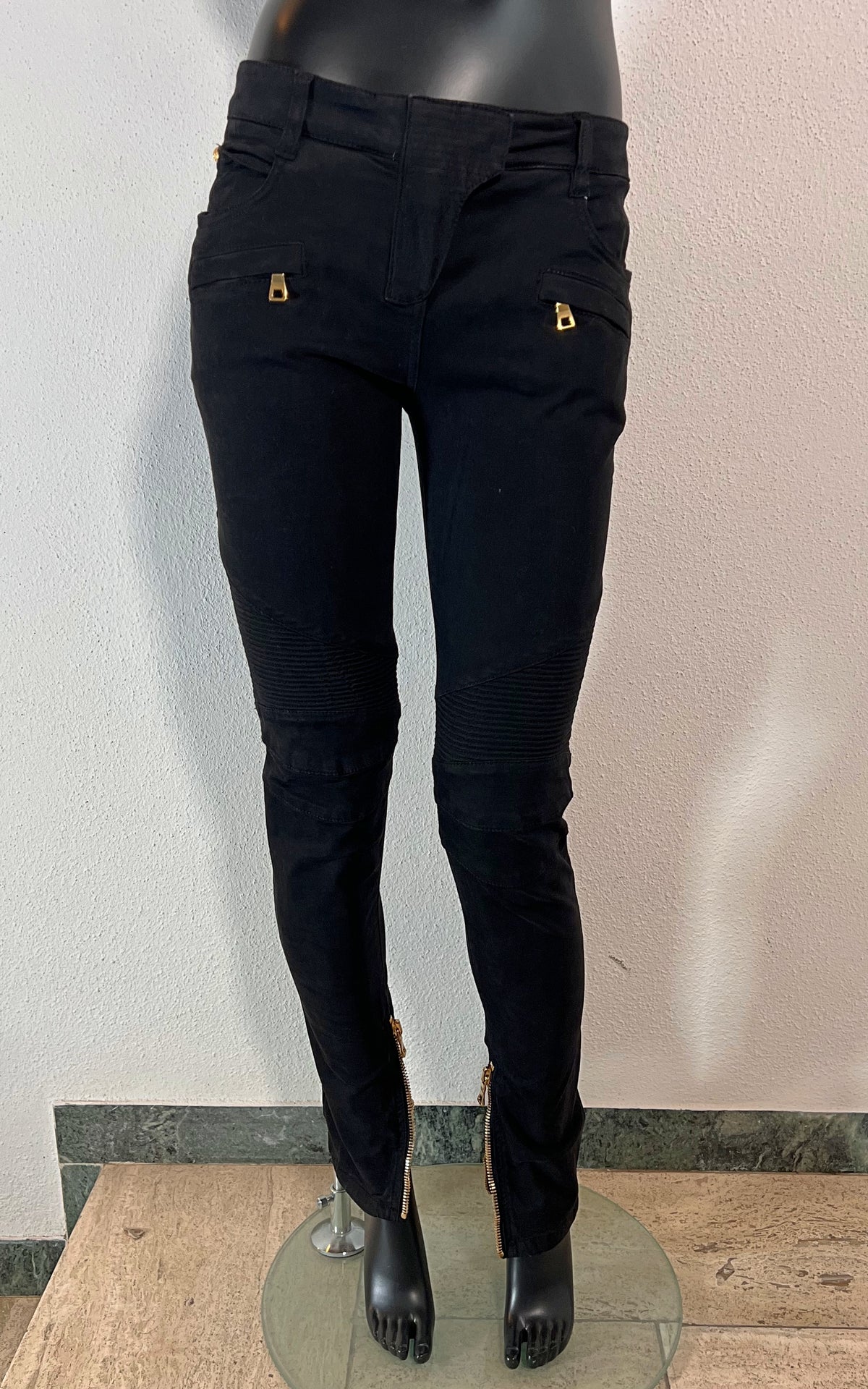 Vintage Balmain Biker Pants Black Denim