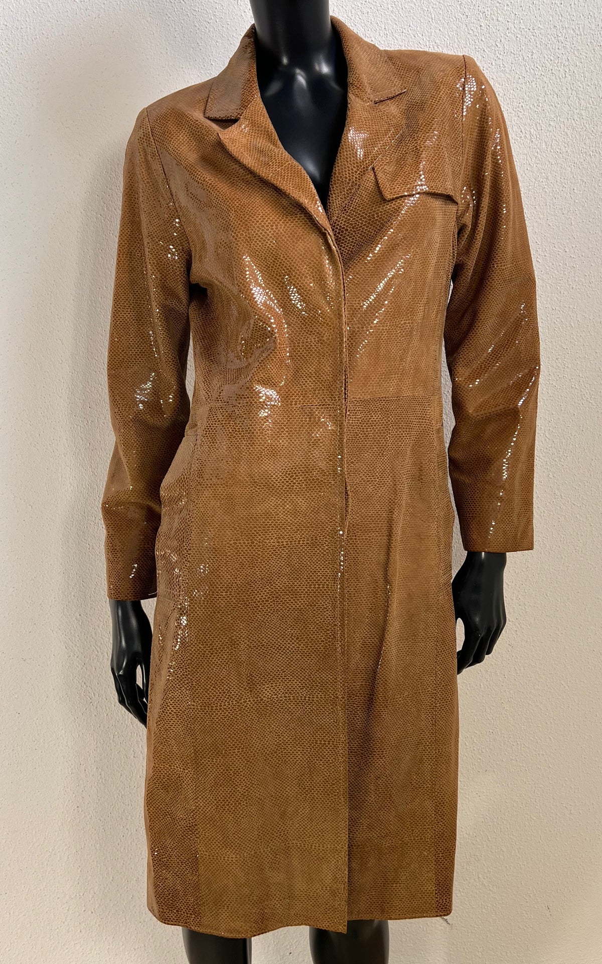 Vintage Shiny Real Leather Coat