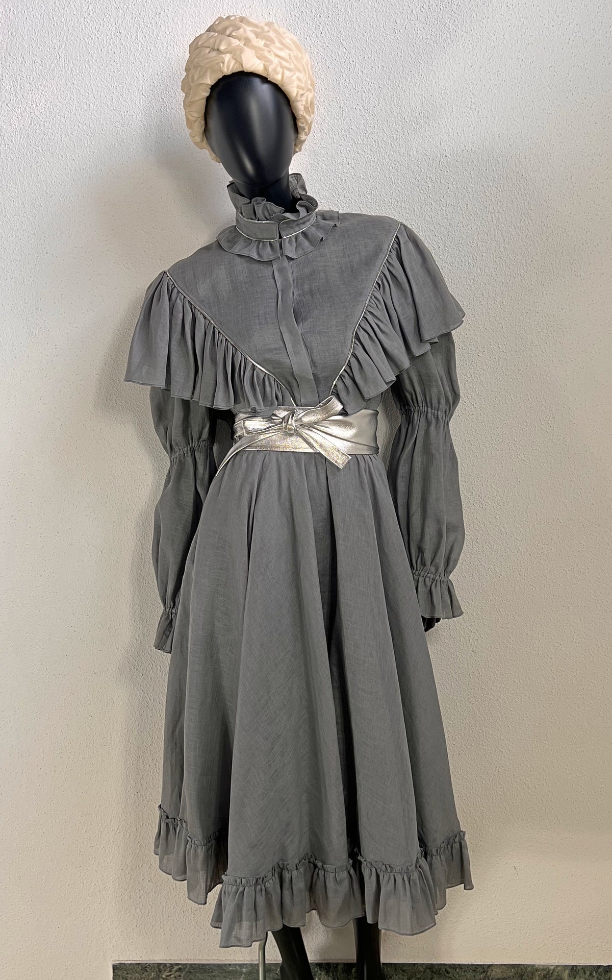 Vintage 80s Jil Sander Linen Ruffle Costume