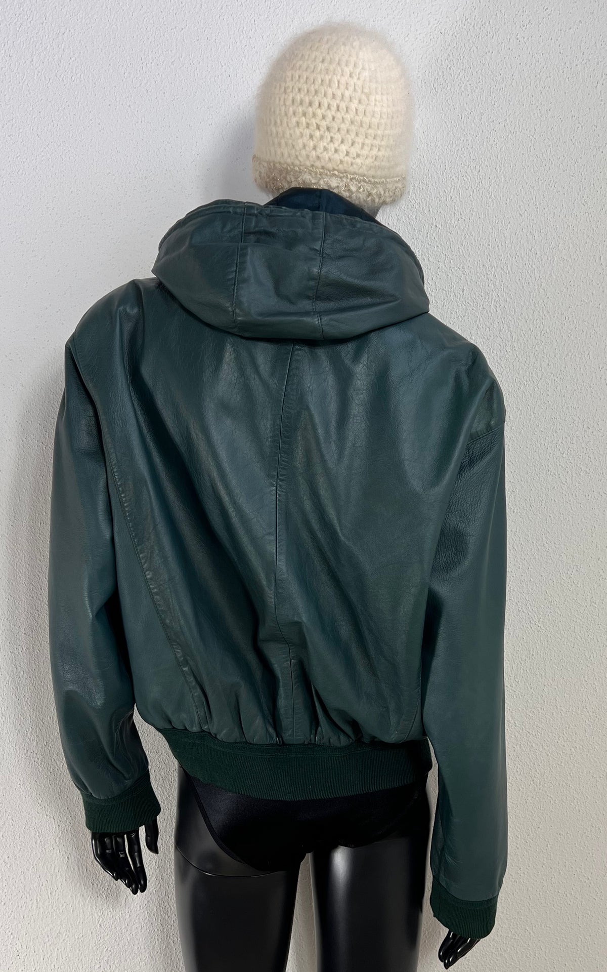 Vintage 90s Teal Bomber Leather Jacket