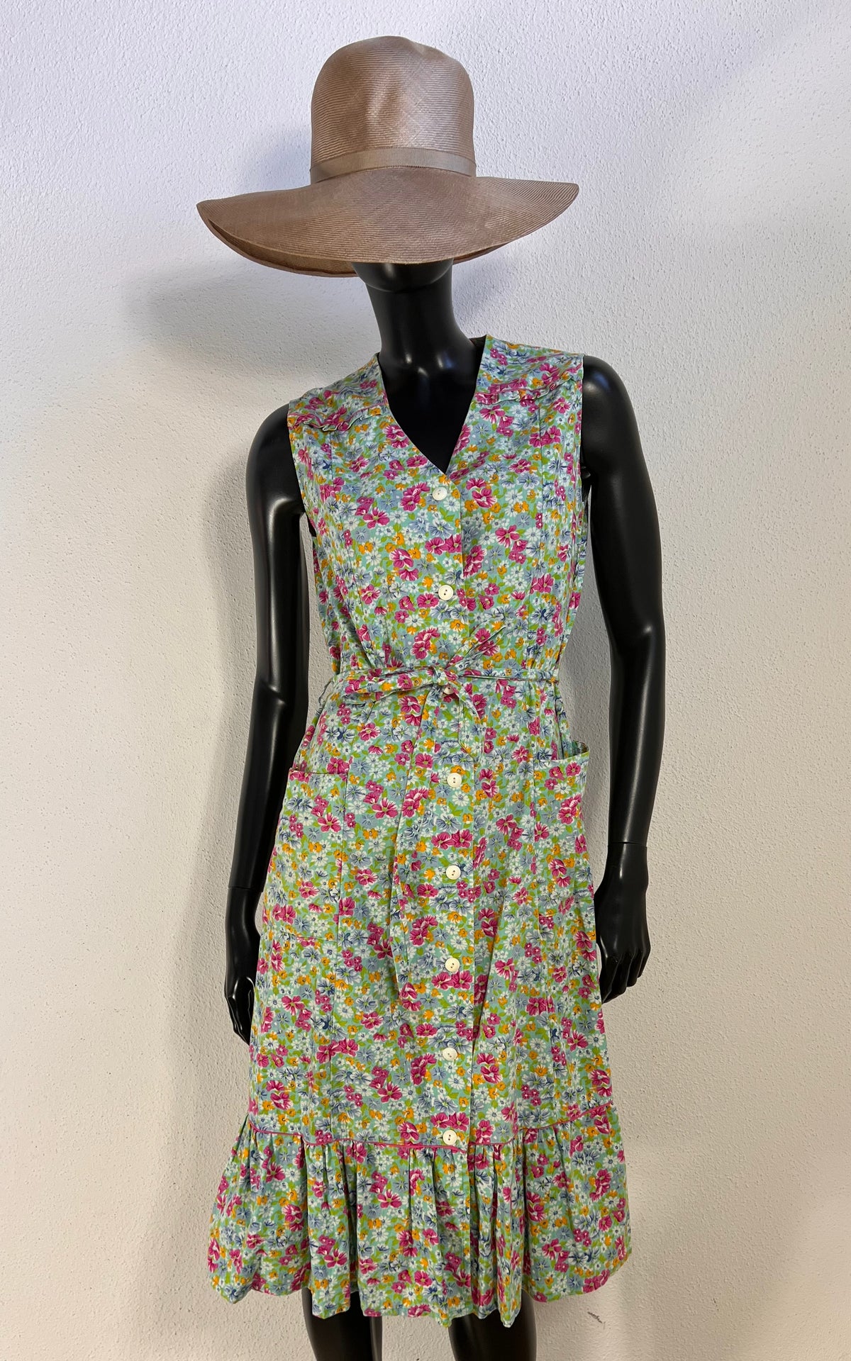 Vintage 70s Apron Flower Dress