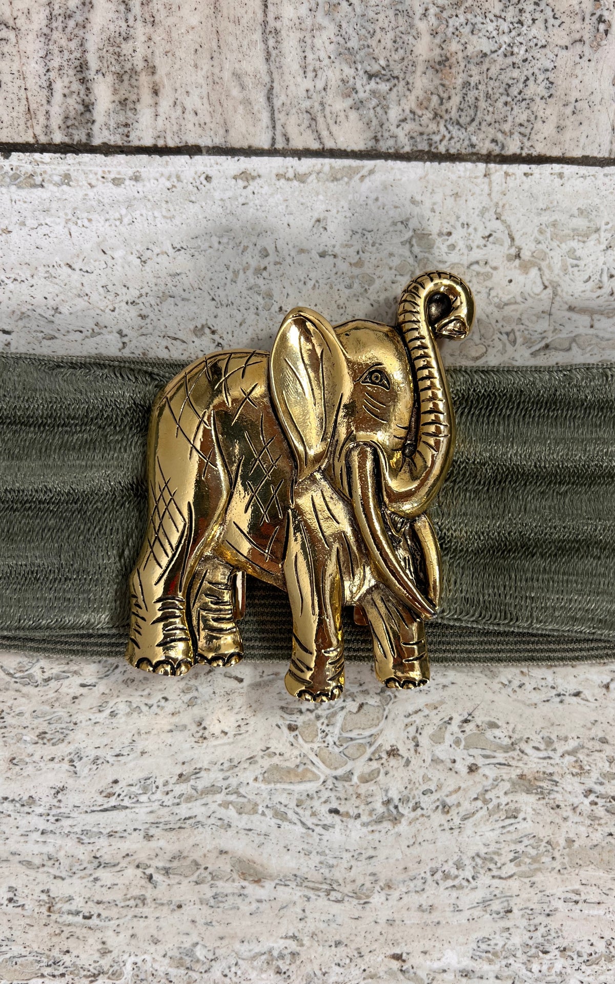 Vintage Sage Elephant Elastic Belt