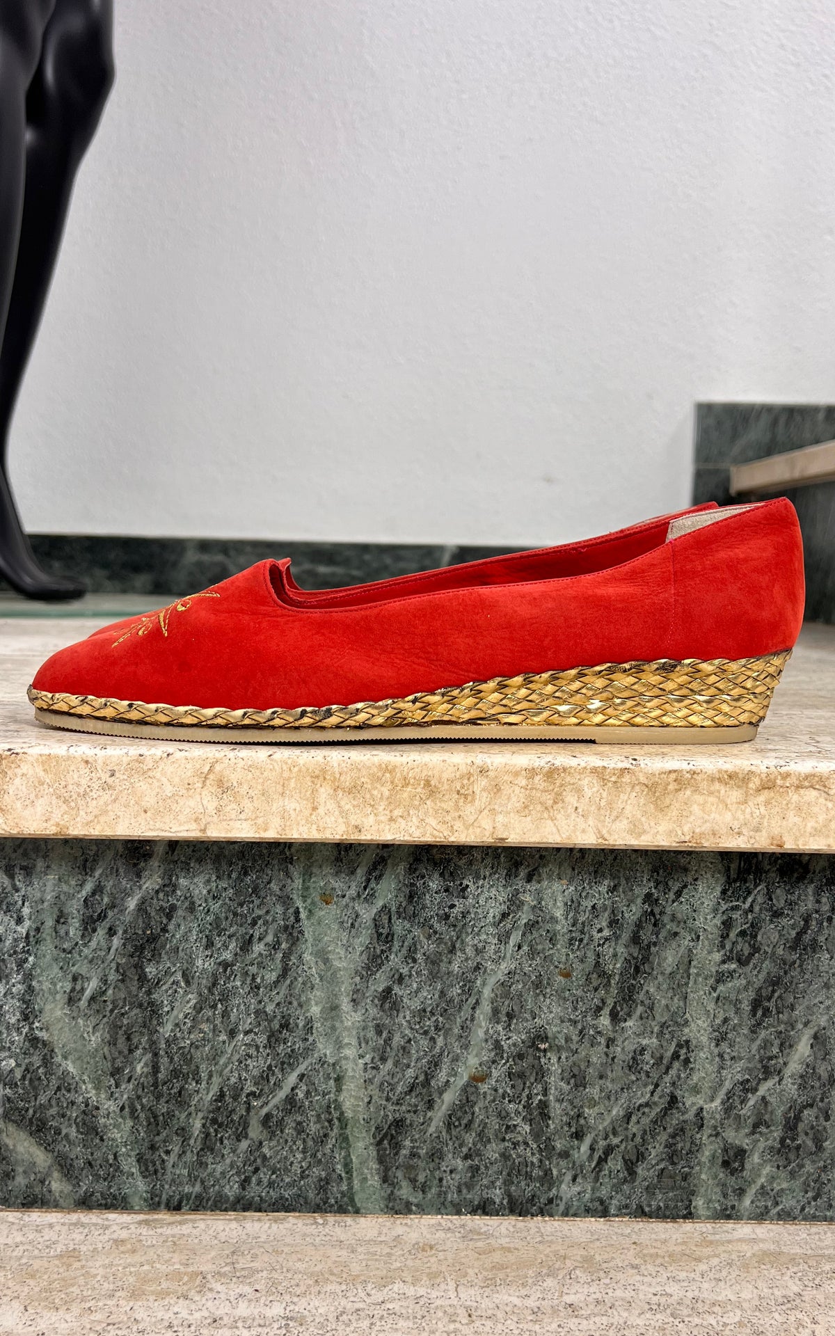 Vintage Bally Sun Motif Wedge Loafers 41