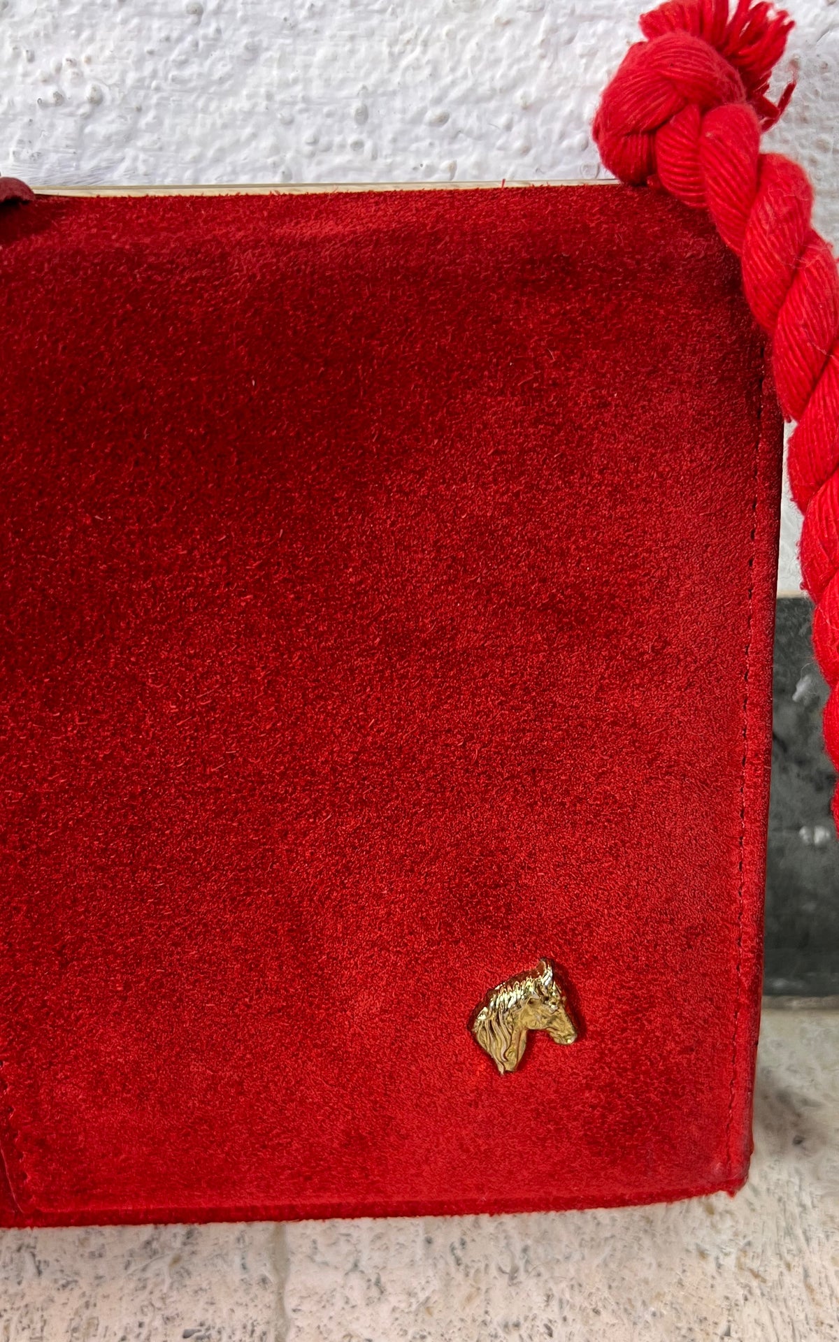 Vintage Red Suede Pony Bag