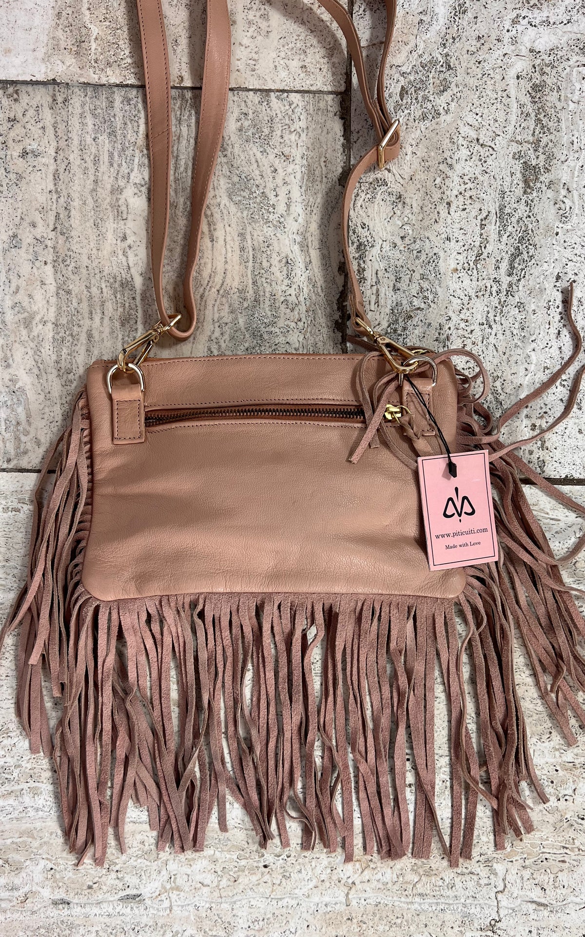 Vintage Piticuiti Y2K Fringe Leather And Cowskin Crossbody Bag