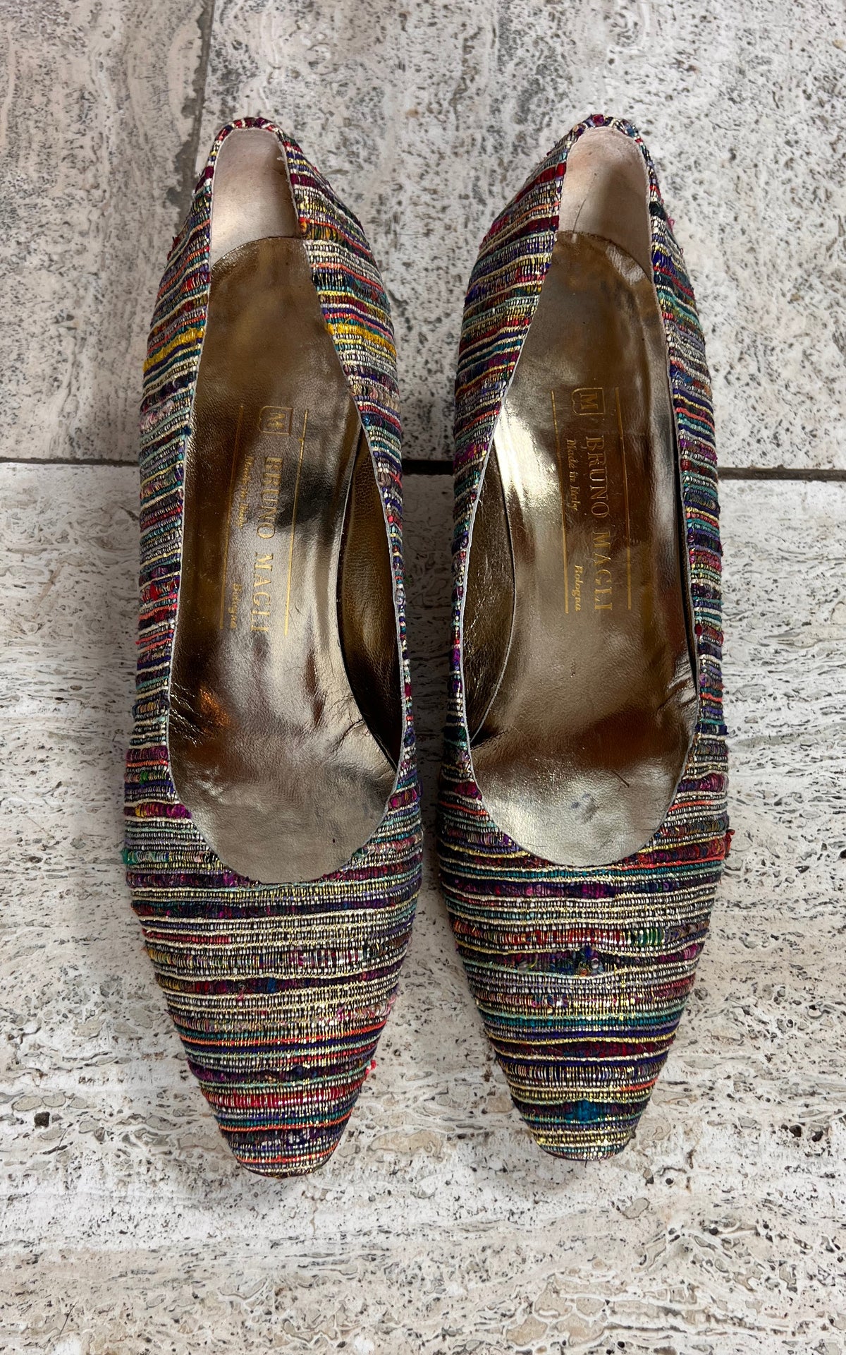 Vintage Gold Woven Bruno Magli Pumps 38,5
