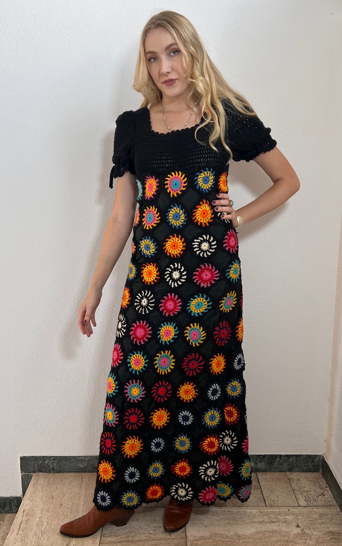 Vintage 70s Crochet Dress