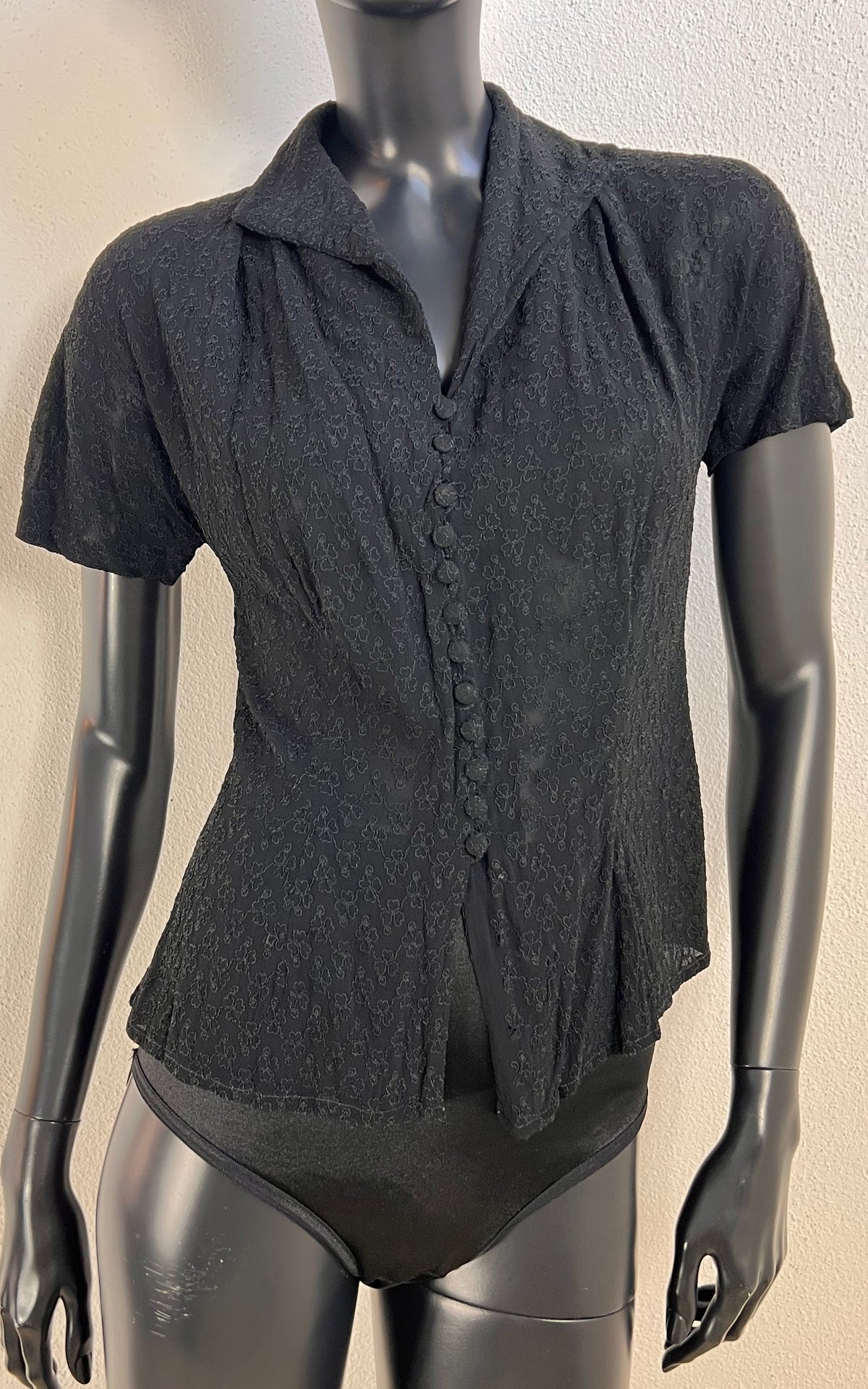 Vintage 30s Sheer Little Shamrock Blouse
