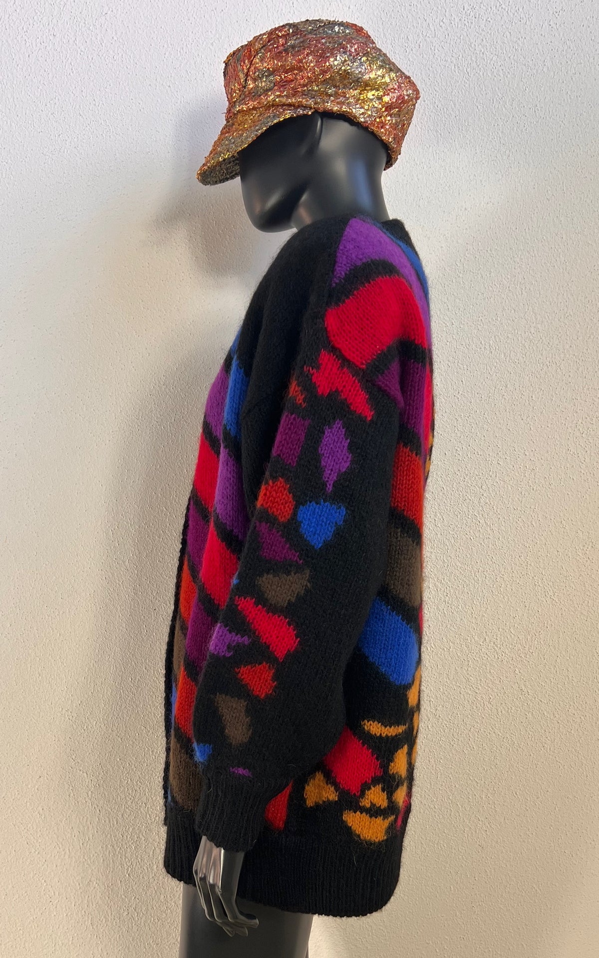 Vintage 1980s Colorful Oversized Knit Cardigan