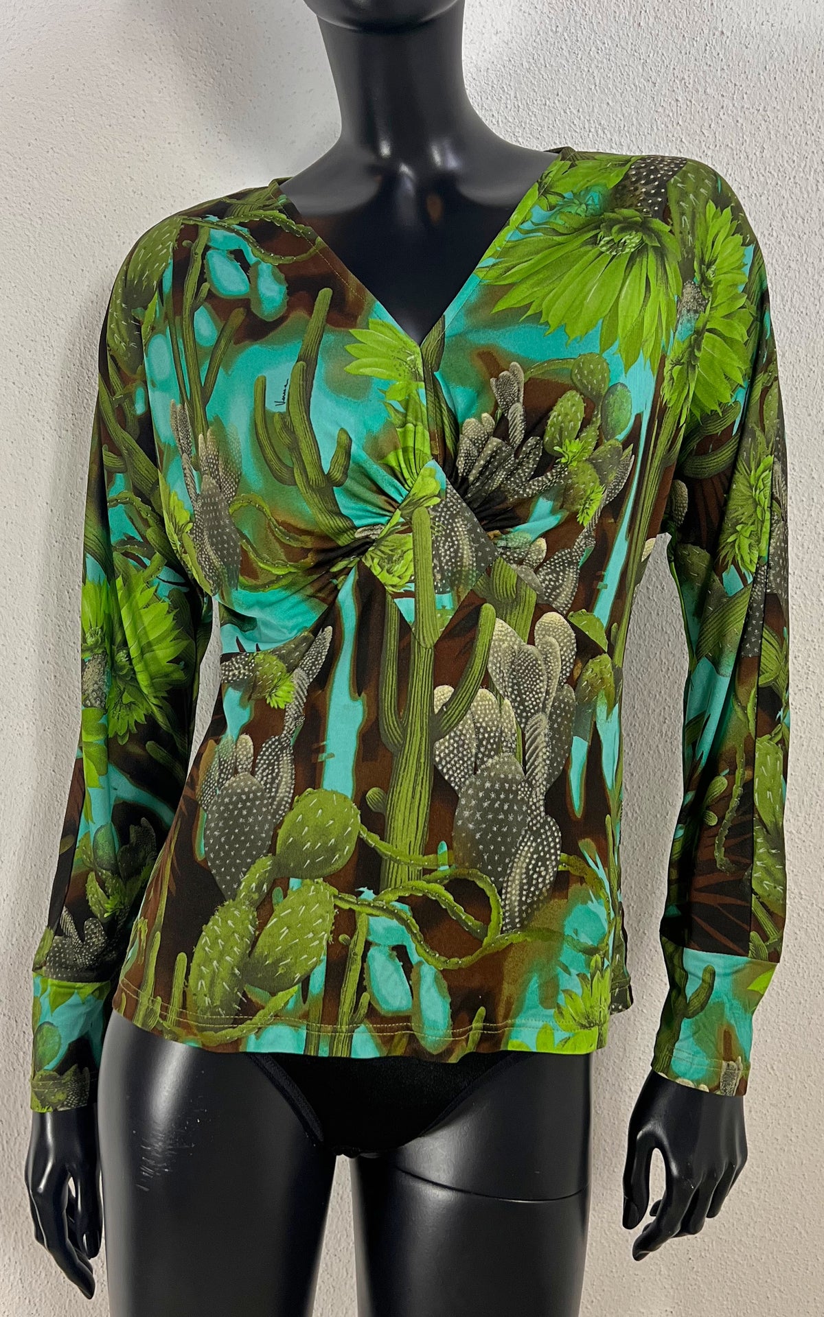 Vintage Versace Silk Top - Iconic Cactus and Jungle Print