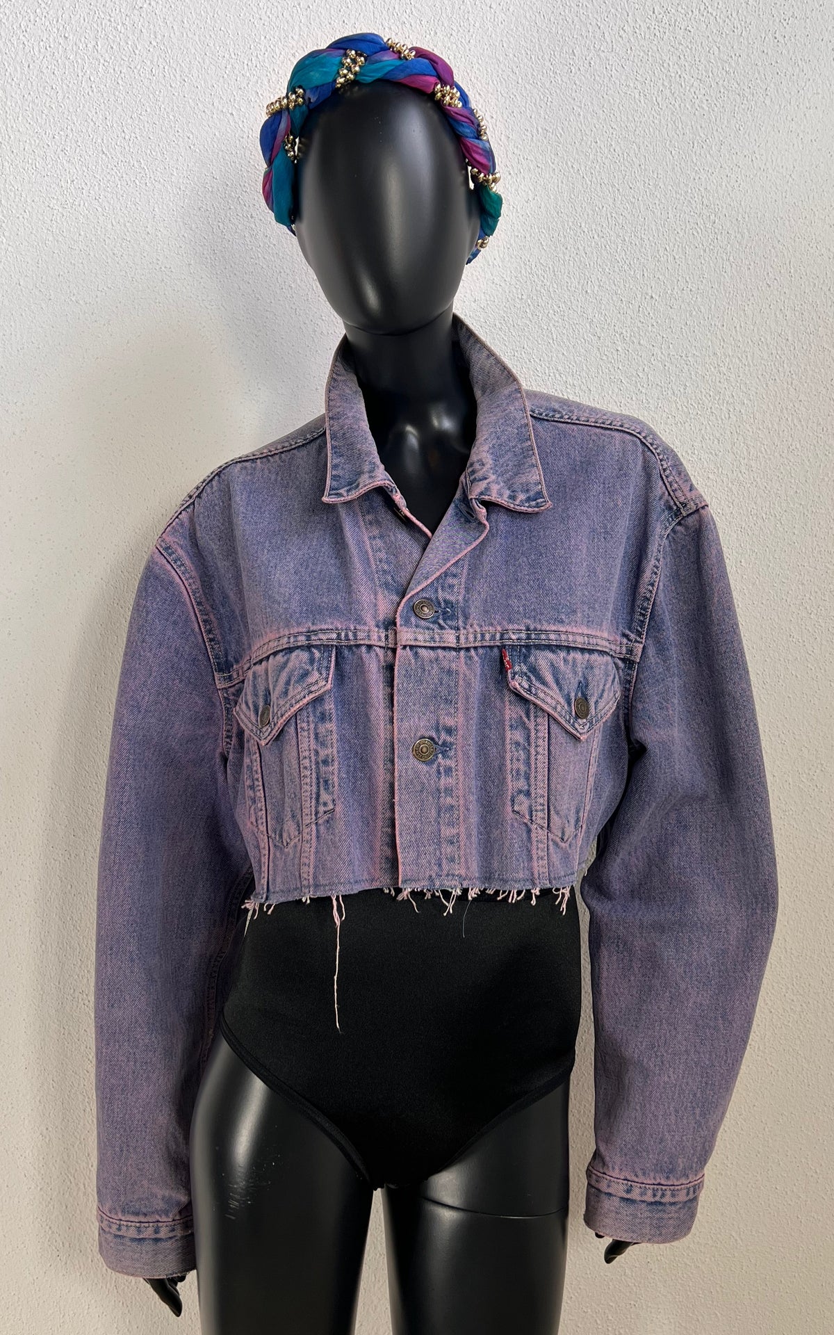 Vintage Cropped Levis Jacket Pink Acid Wash