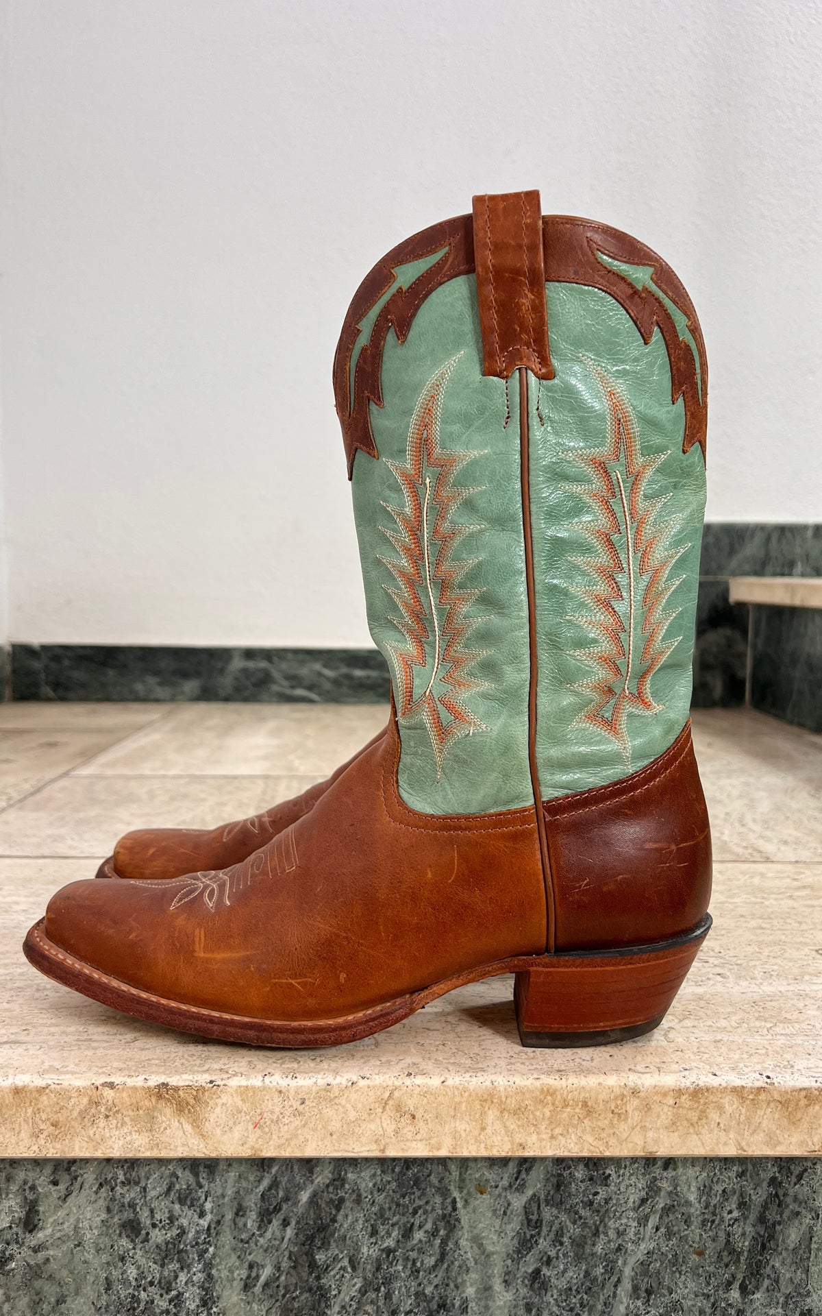 Vintage Tony Lama Two-Tone Leather Cowboy Boots 39 – Made in USA