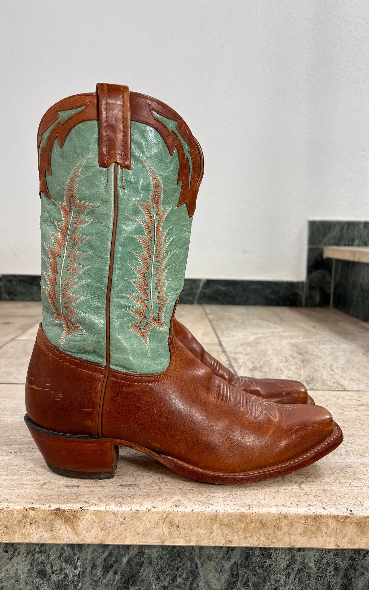 Vintage Tony Lama Two-Tone Leather Cowboy Boots 39 – Made in USA