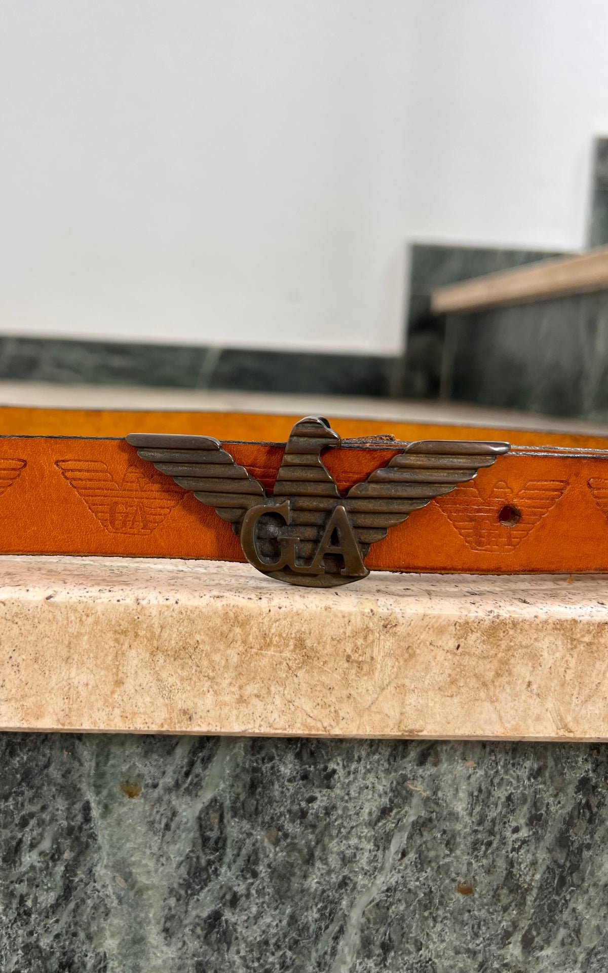 Early Vintage Giorgio Armani Logo Leather Belt