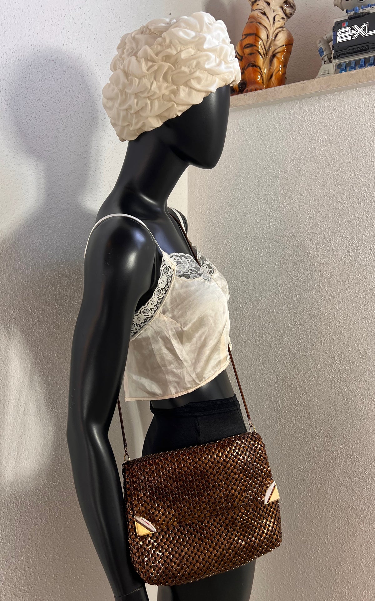 Vintage 1970s Brown Metal Mesh Shoulder Bag