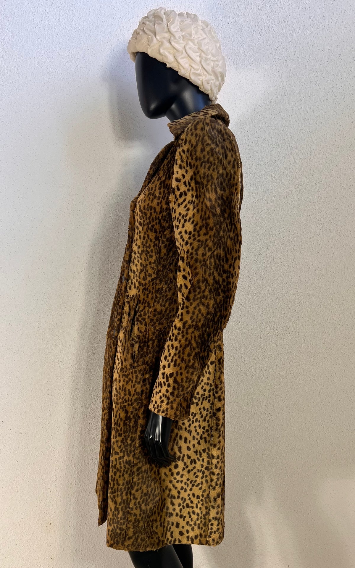 Vintage 90s Kookai leopard-print faux-fur coat