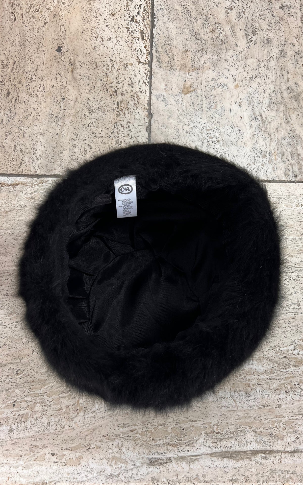 Vintage Black Angora Blend Beret Hat