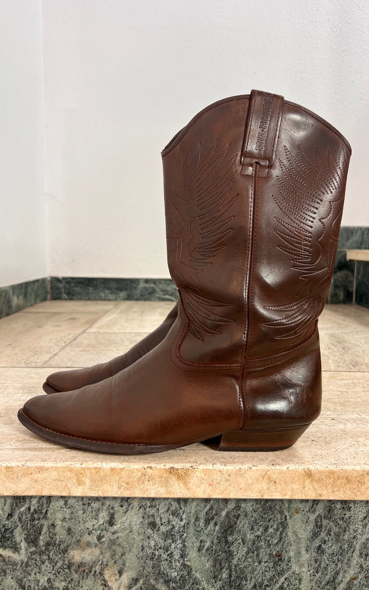 Vintage MENS Bill Montana Brown Leather Cowboy Boots – 43