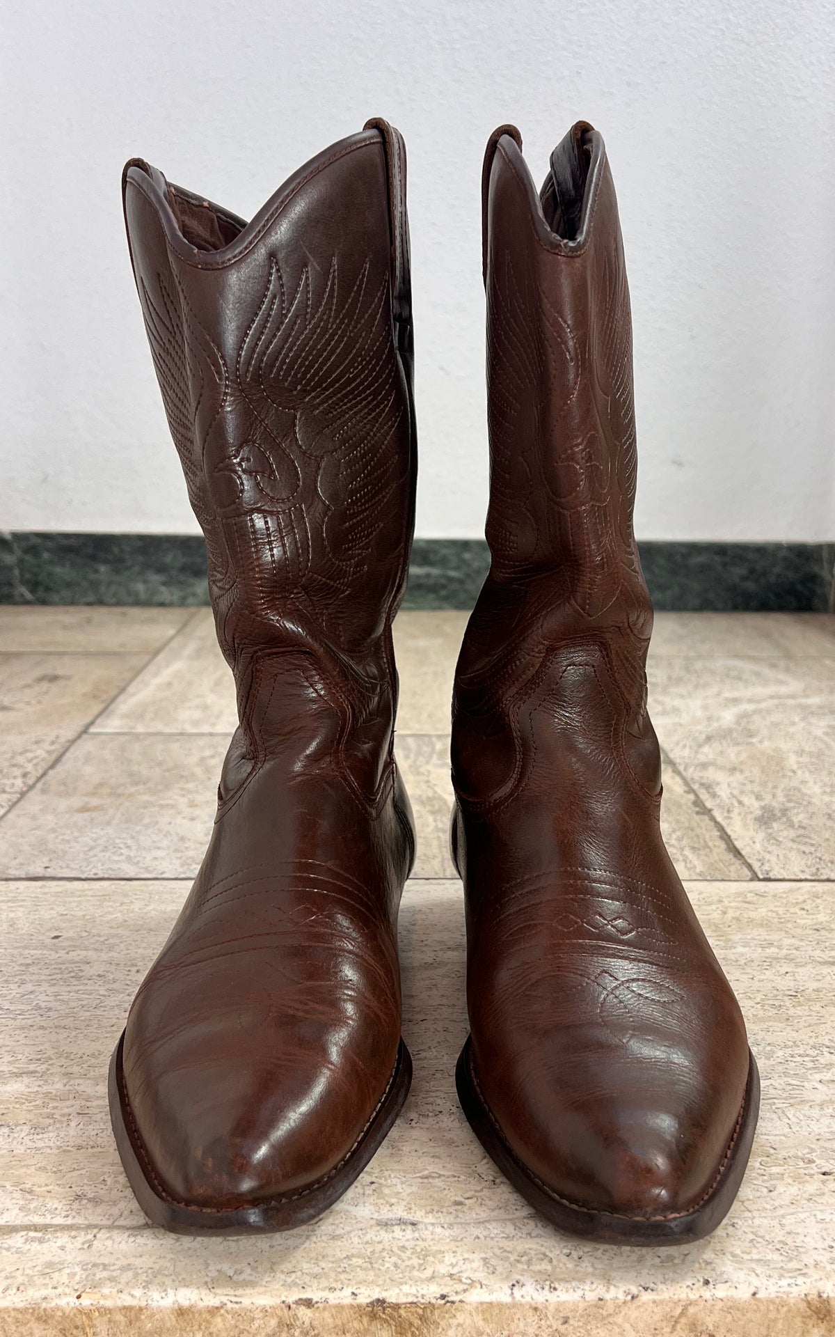Vintage MENS Bill Montana Brown Leather Cowboy Boots – 43