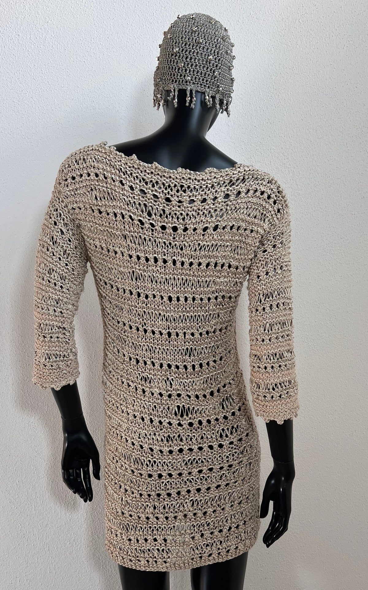 Vintage Metallic Yarn Crochet Dress Handmade