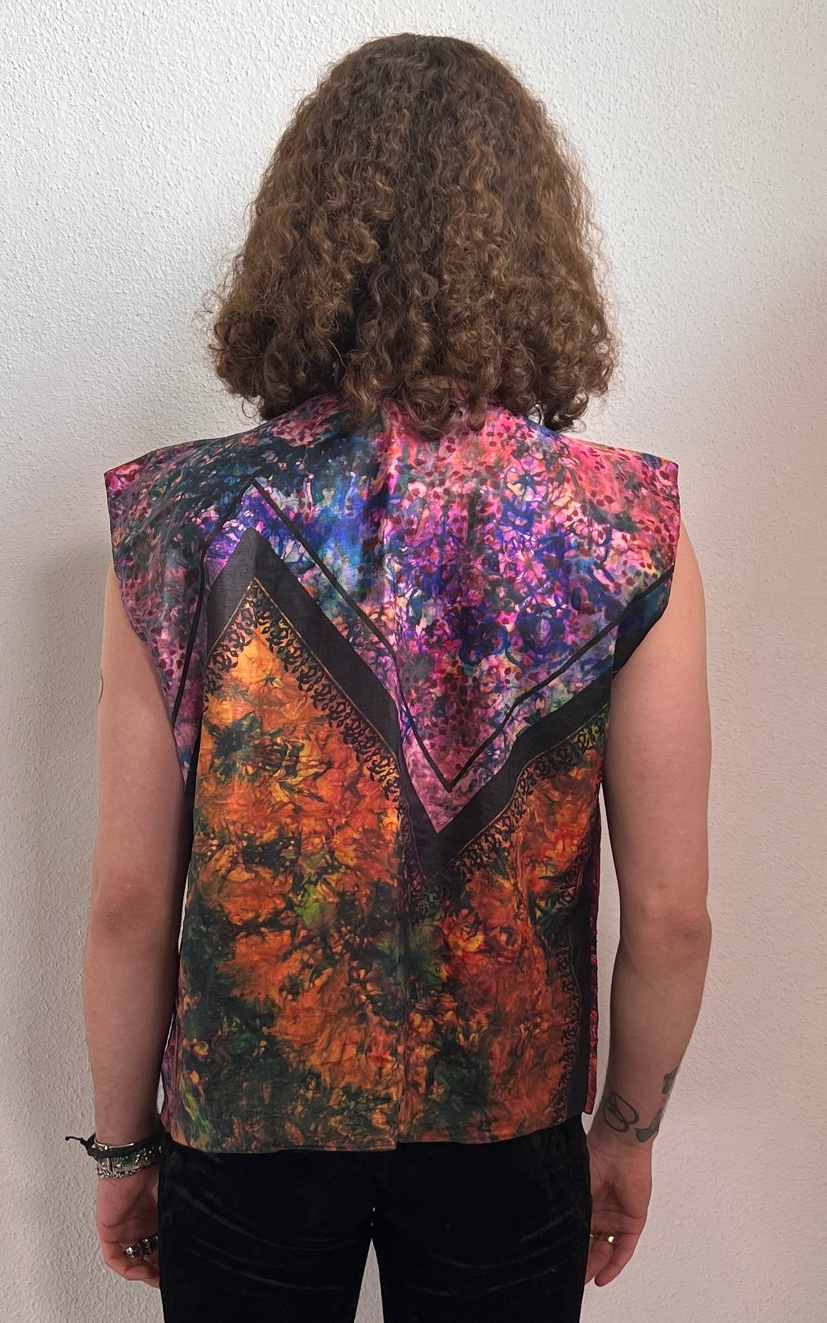 Vintage MENS 70s Tye Dye Silk Waistcoat