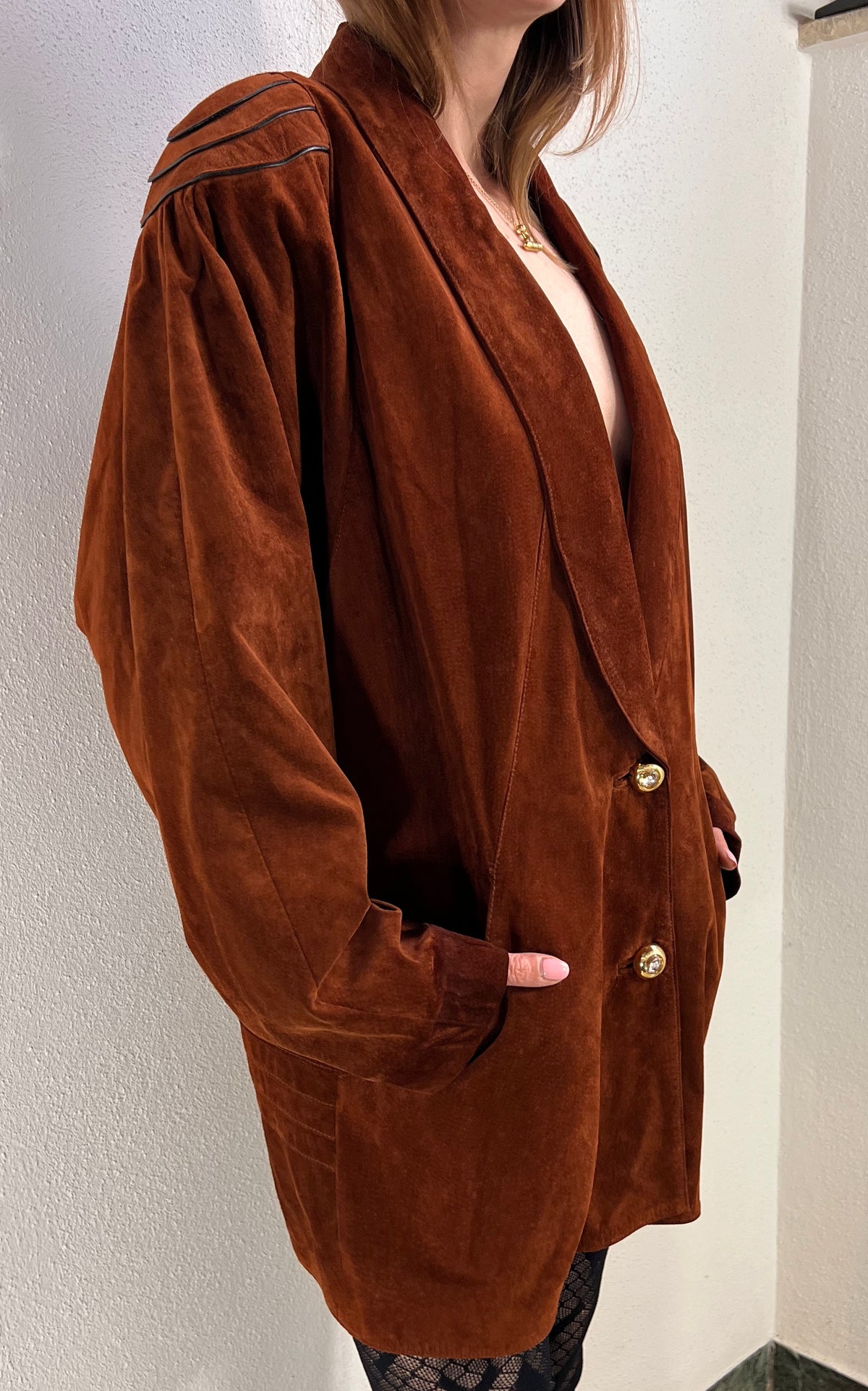 Vintage Chestnut Brown Suede Jacket