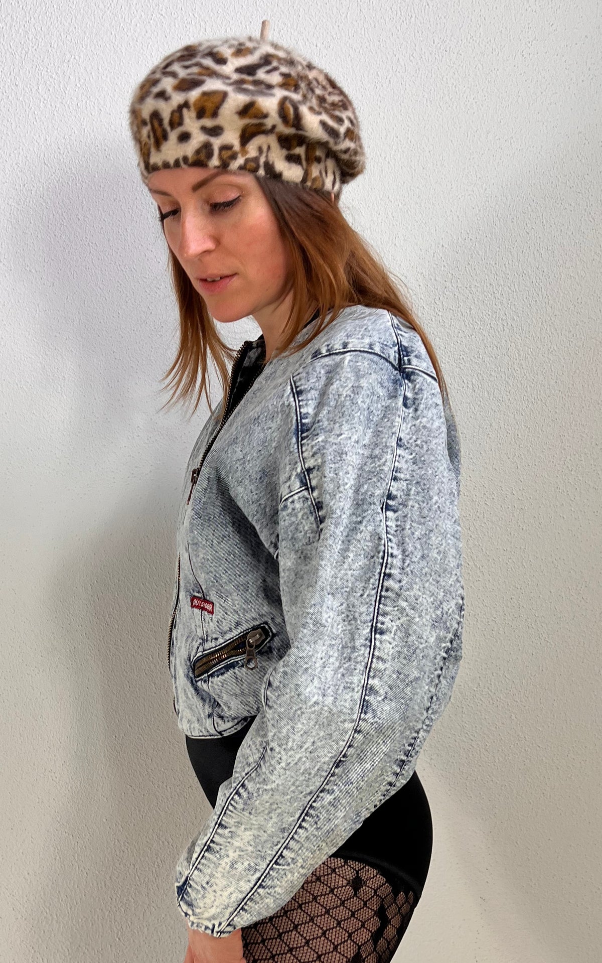 Vintage Acid Wash Denim Bomber Jacket
