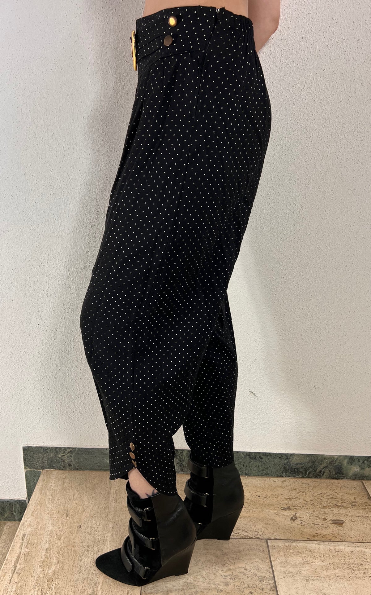 Vintage 90s Polka Dot Heart Buckle Pants