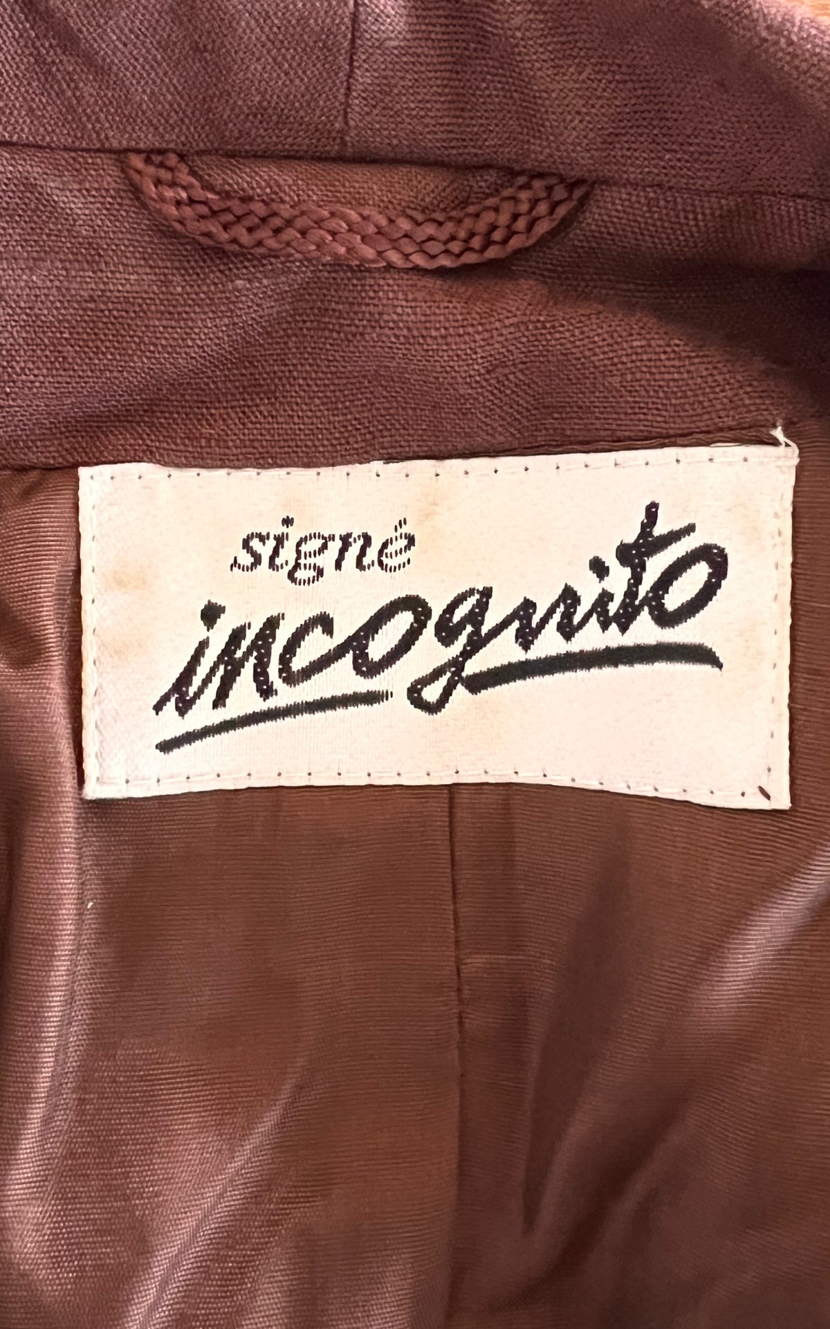 Vintage Brown Linnen Short Suit