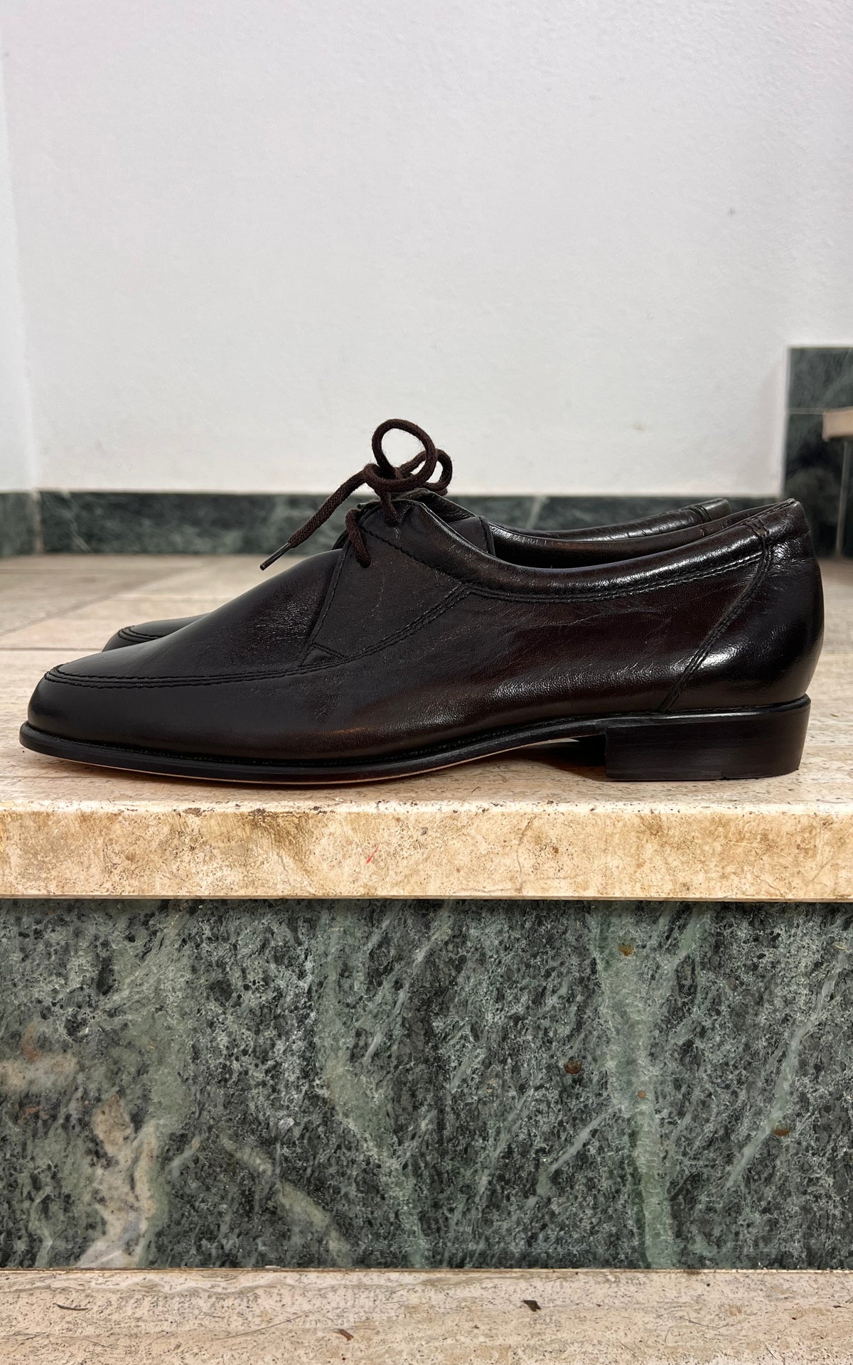 Vintage MENS Mercedes Dark Brown Leather Lace-Up Shoes 40