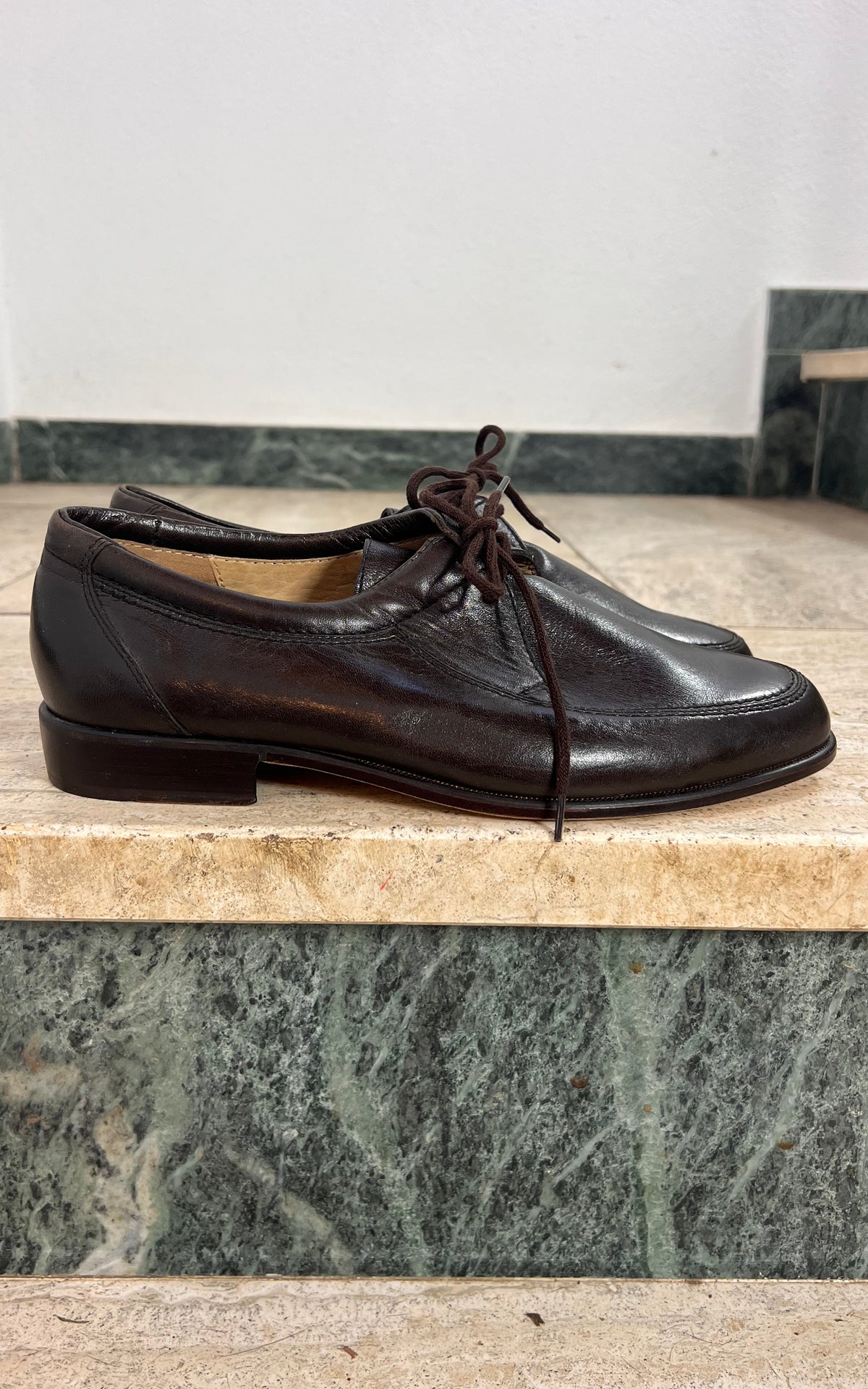 Vintage MENS Mercedes Dark Brown Leather Lace-Up Shoes 40