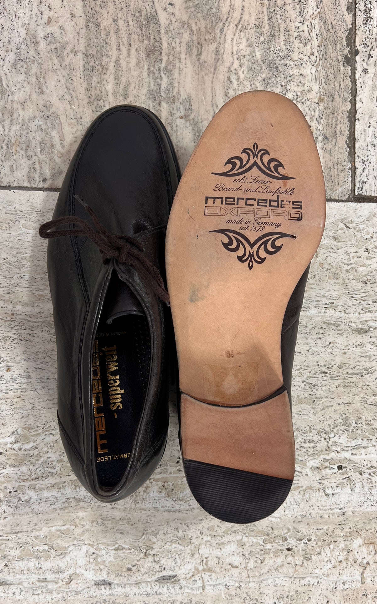 Vintage MENS Mercedes Dark Brown Leather Lace-Up Shoes 40