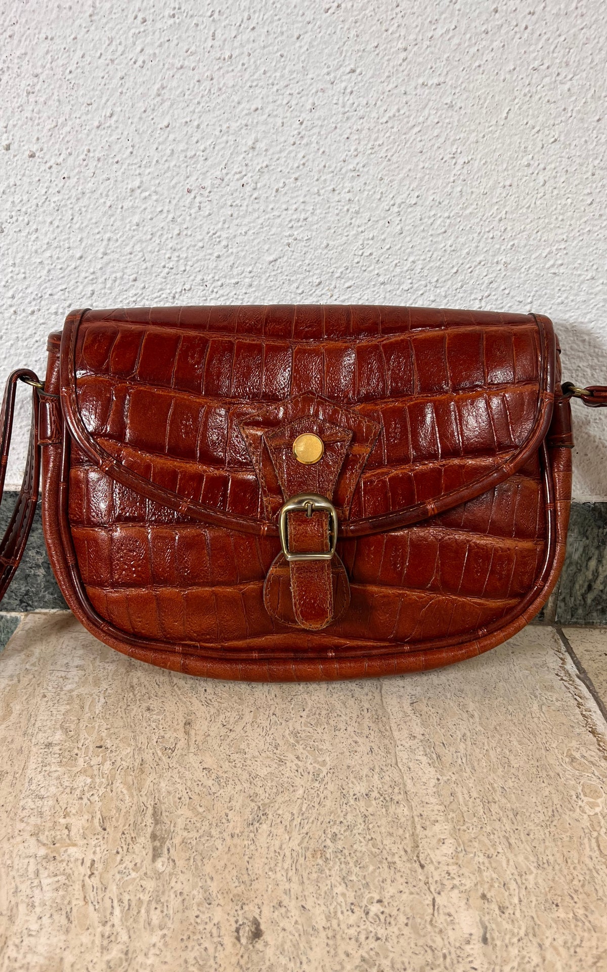 Vintage Marc Chantal Faux Leather Croc-Embossed Shoulder Bag