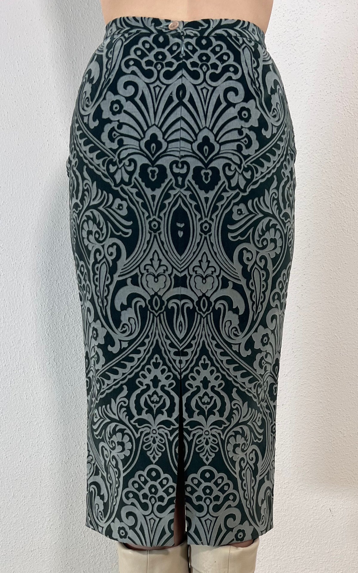 Vintage Fall 1998 Dolce and Gabbana Burn Out Velvet Skirt