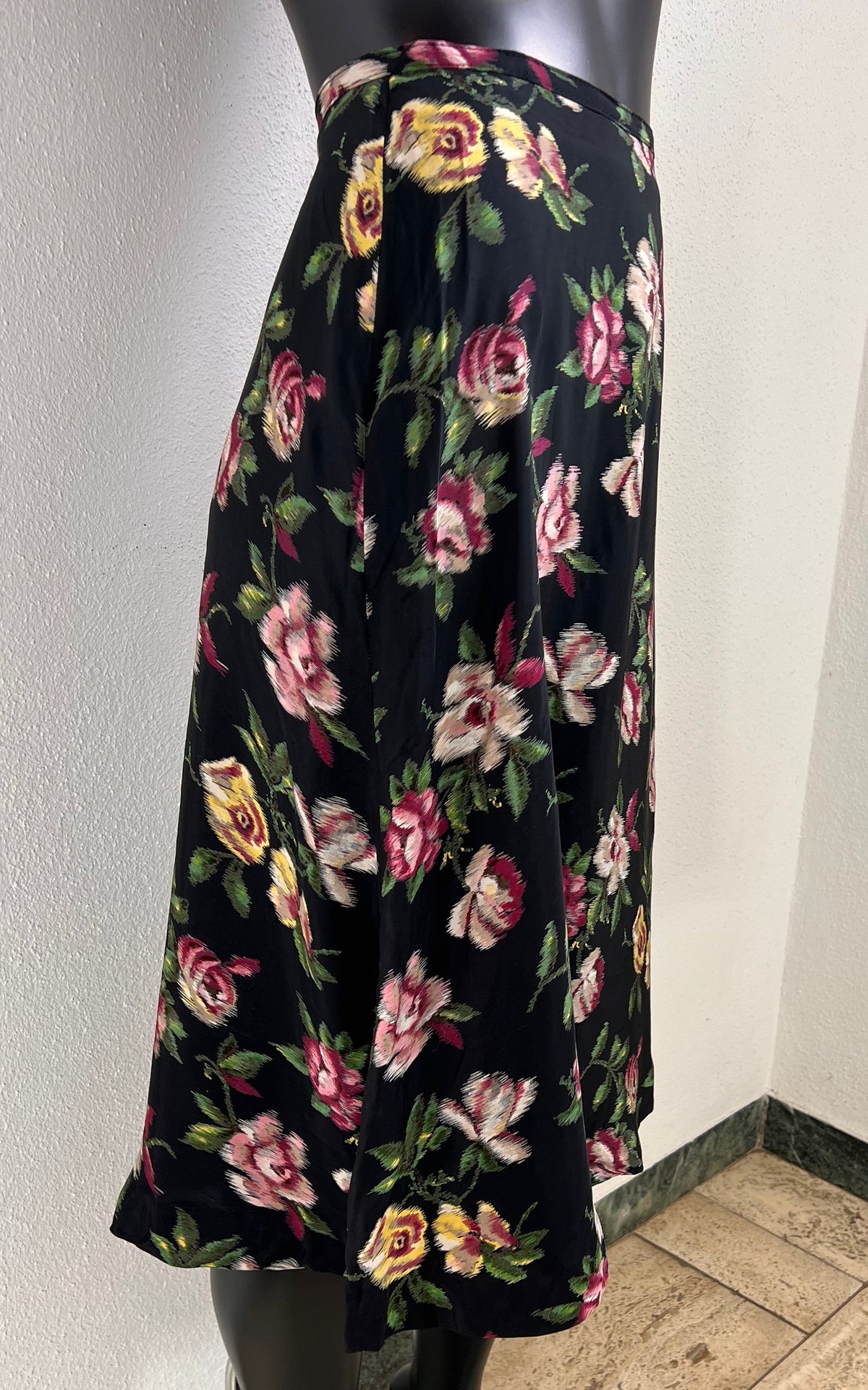 Vintage 40s Flower Silk Skirt