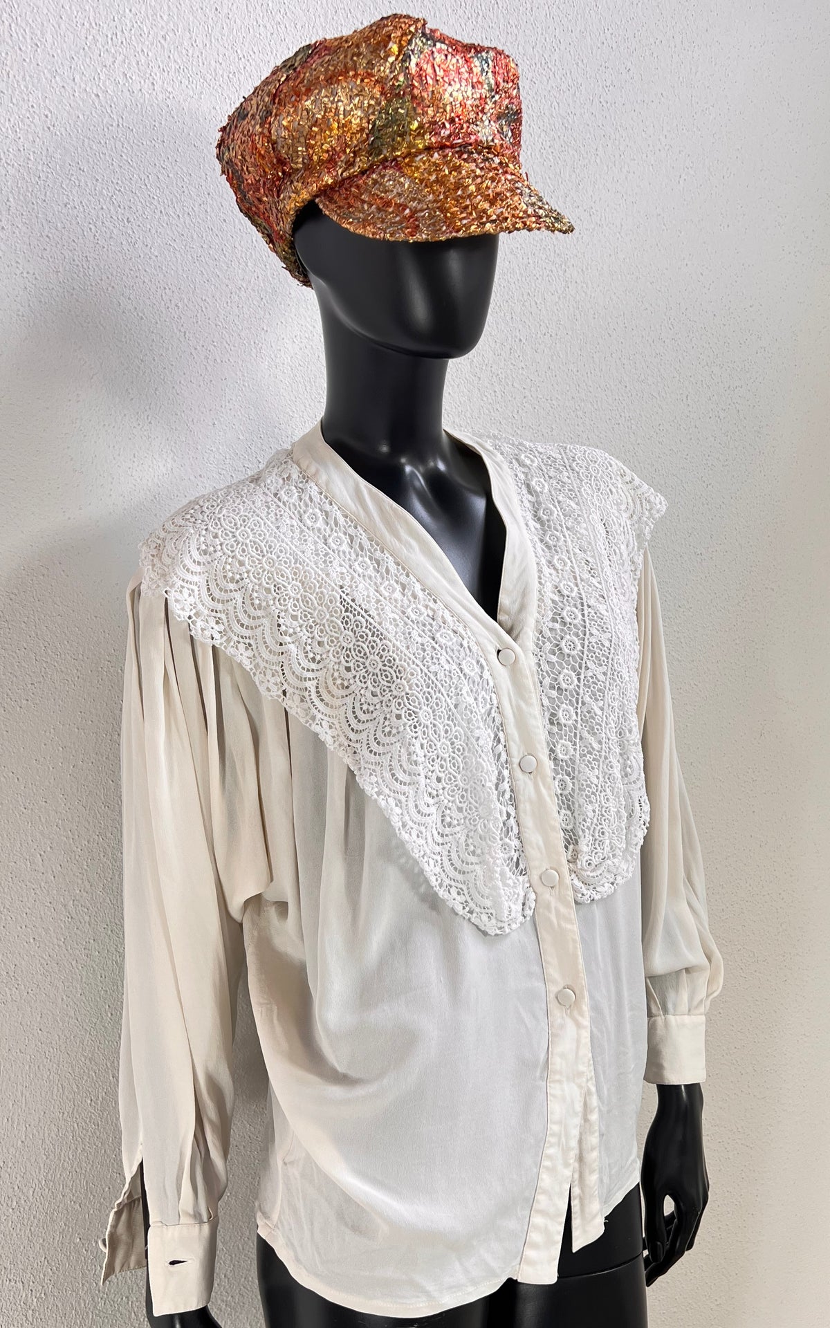 Vintage Lace Collar Silk Blouse