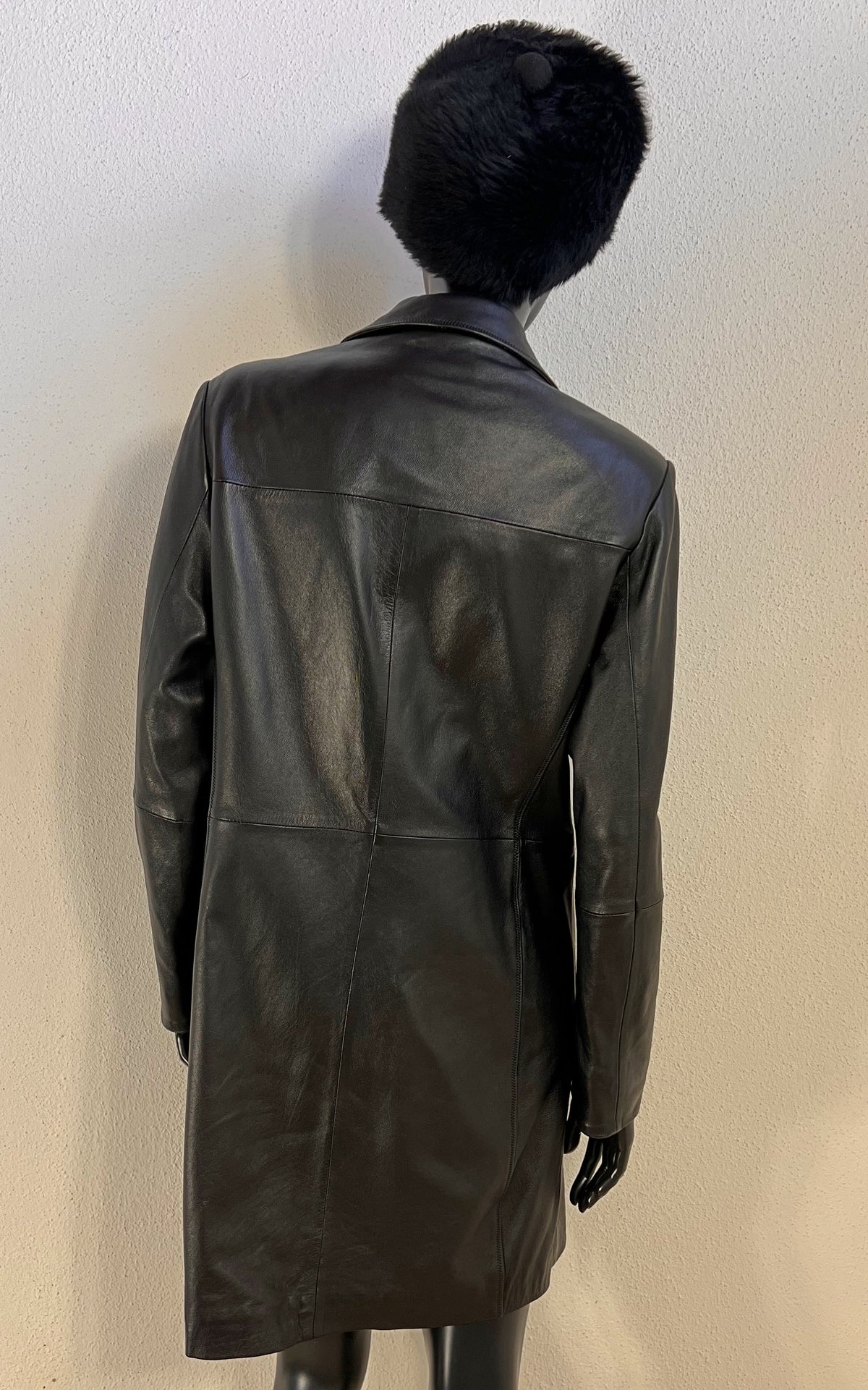Vintage Y2K Black Lambskin Leather Coat by Cabrini