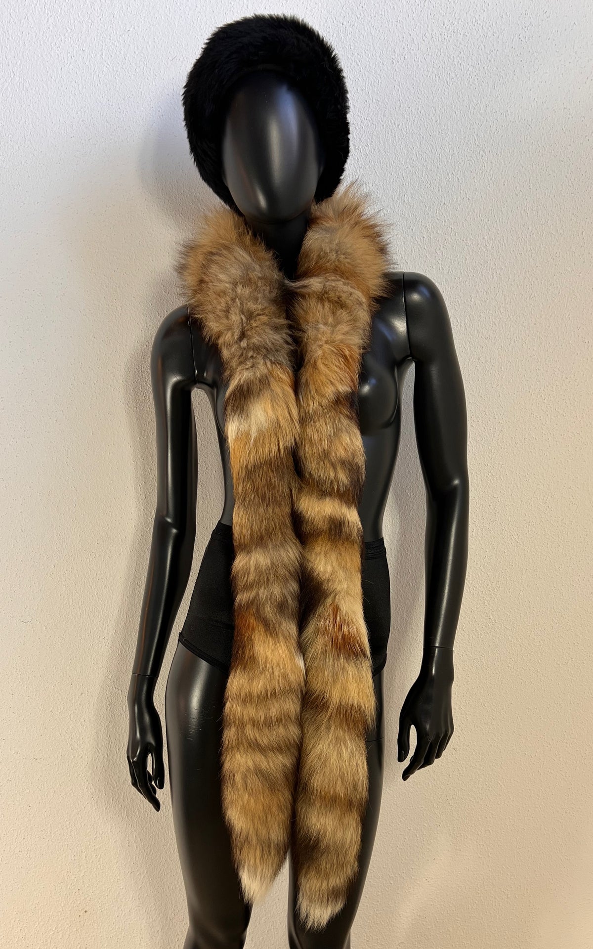 Long Vintage Fur Stole in Golden Brown & Honey Tones