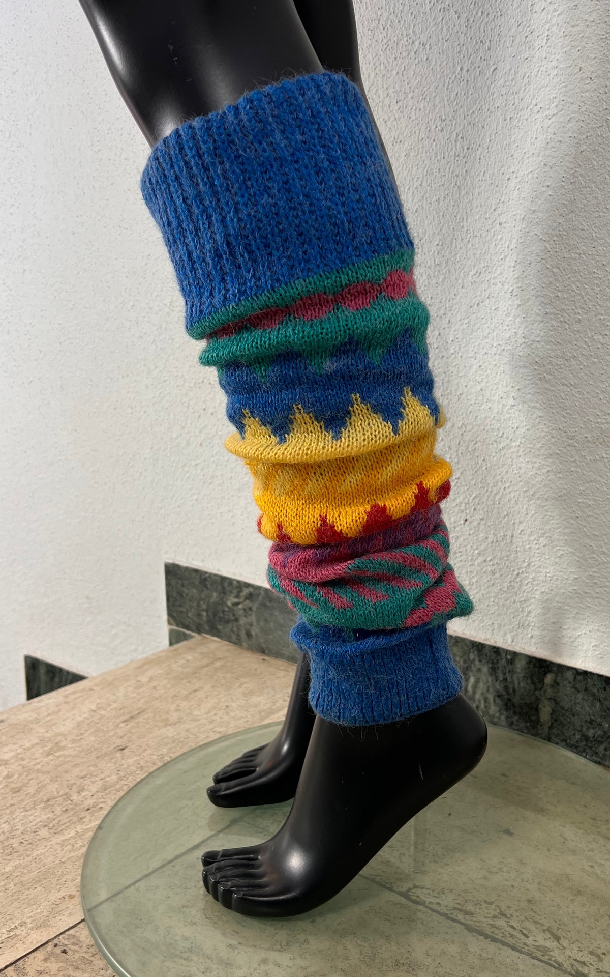 Vintage 80s Colourful Geometric Knit Leg Warmers